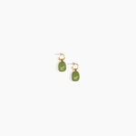 Dinosaur Designs Small River Rock Hoops Earrings in Olive color resin with Brass Hoop Material