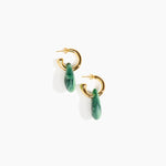 Dinosaur Designs Small Rock Hoop Earrings Earrings in Moss Colour resin with Brass Hoop Material