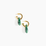 Dinosaur Designs Small Rock Hoop Earrings Earrings in Moss color resin with Brass Hoop Material