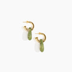 Dinosaur Designs Small Rock Hoop Earrings Earrings in Olive color resin with Brass Hoop Material