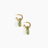 Dinosaur Designs Small Rock Hoop Earrings Earrings in Olive color resin with Brass Hoop Material