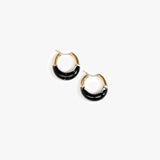 Dinosaur Designs Small Horn Hoop Earrings Earrings in Black Marble color resin 