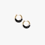 Dinosaur Designs Small Horn Hoop Earrings Earrings in Black Marble color resin