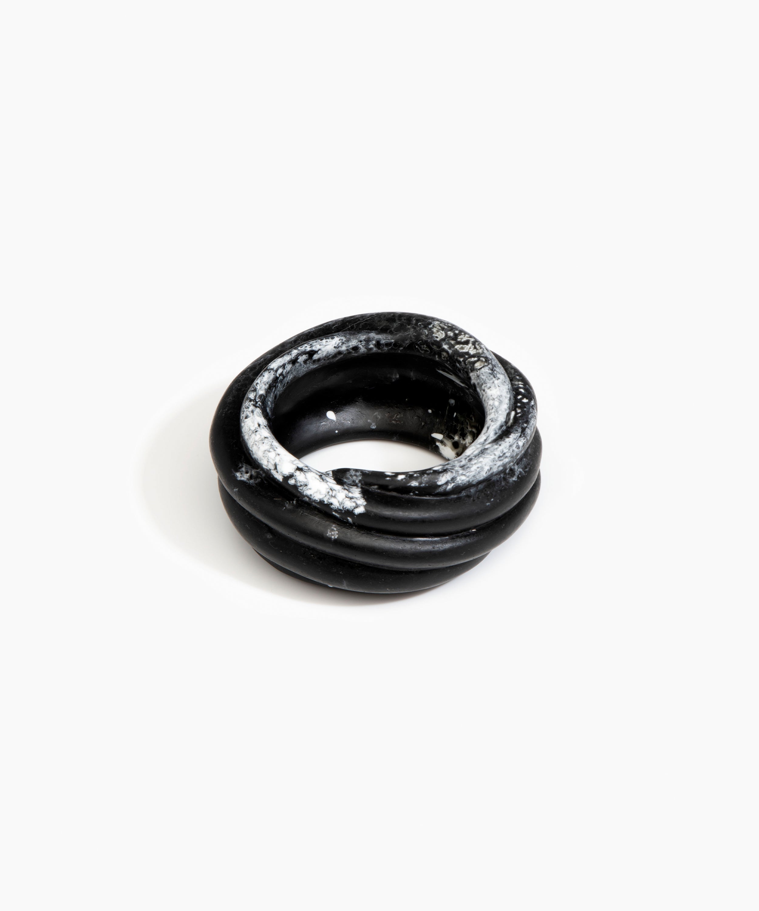 Dinosaur Designs Large Coil Bangle Jewelry in Black Marble color resin with Regular Fit