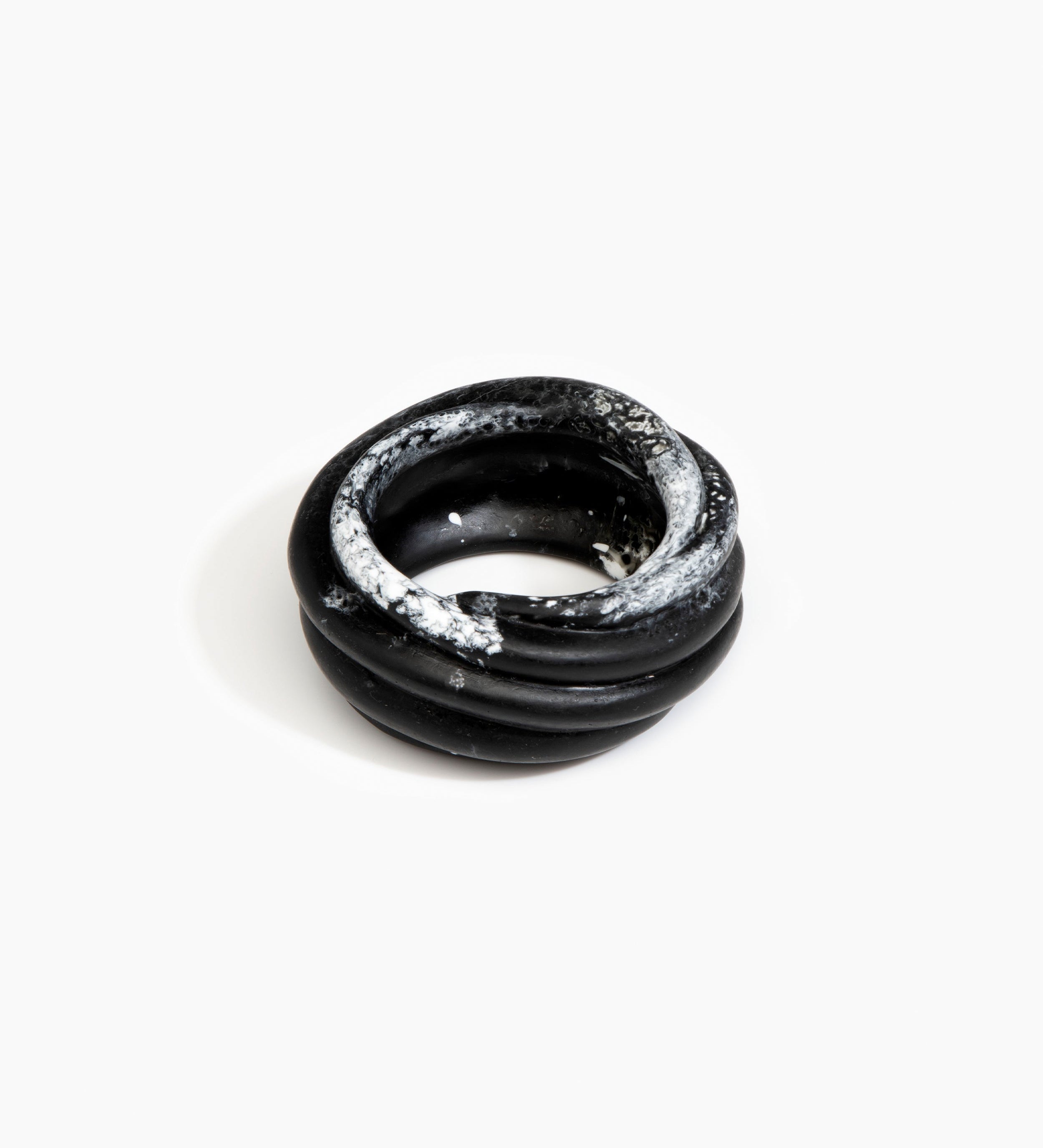 Dinosaur Designs Large Coil Bangle Jewelry in Black Marble color resin with Regular Fit