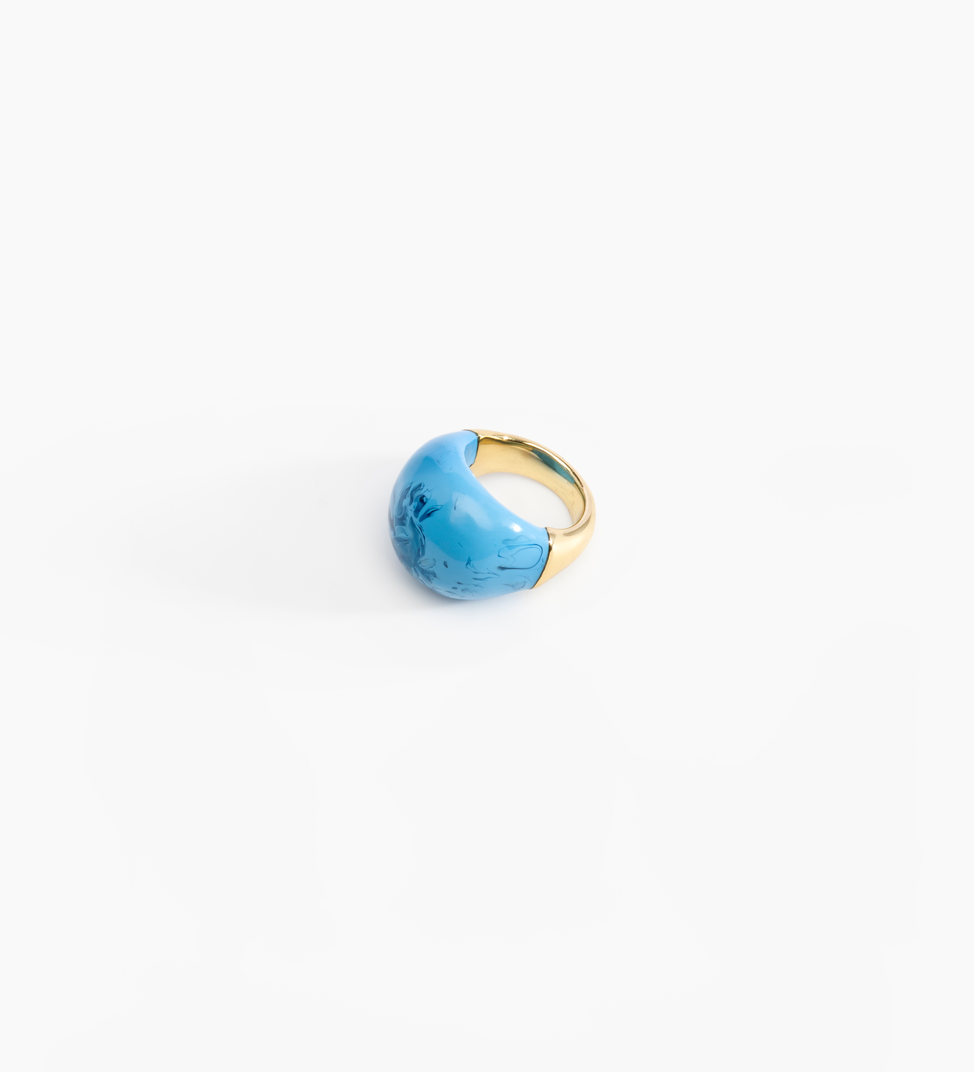 Dinosaur Designs Large Horn Ring Rings in Sky color resin with Nano-Coated Brass Material