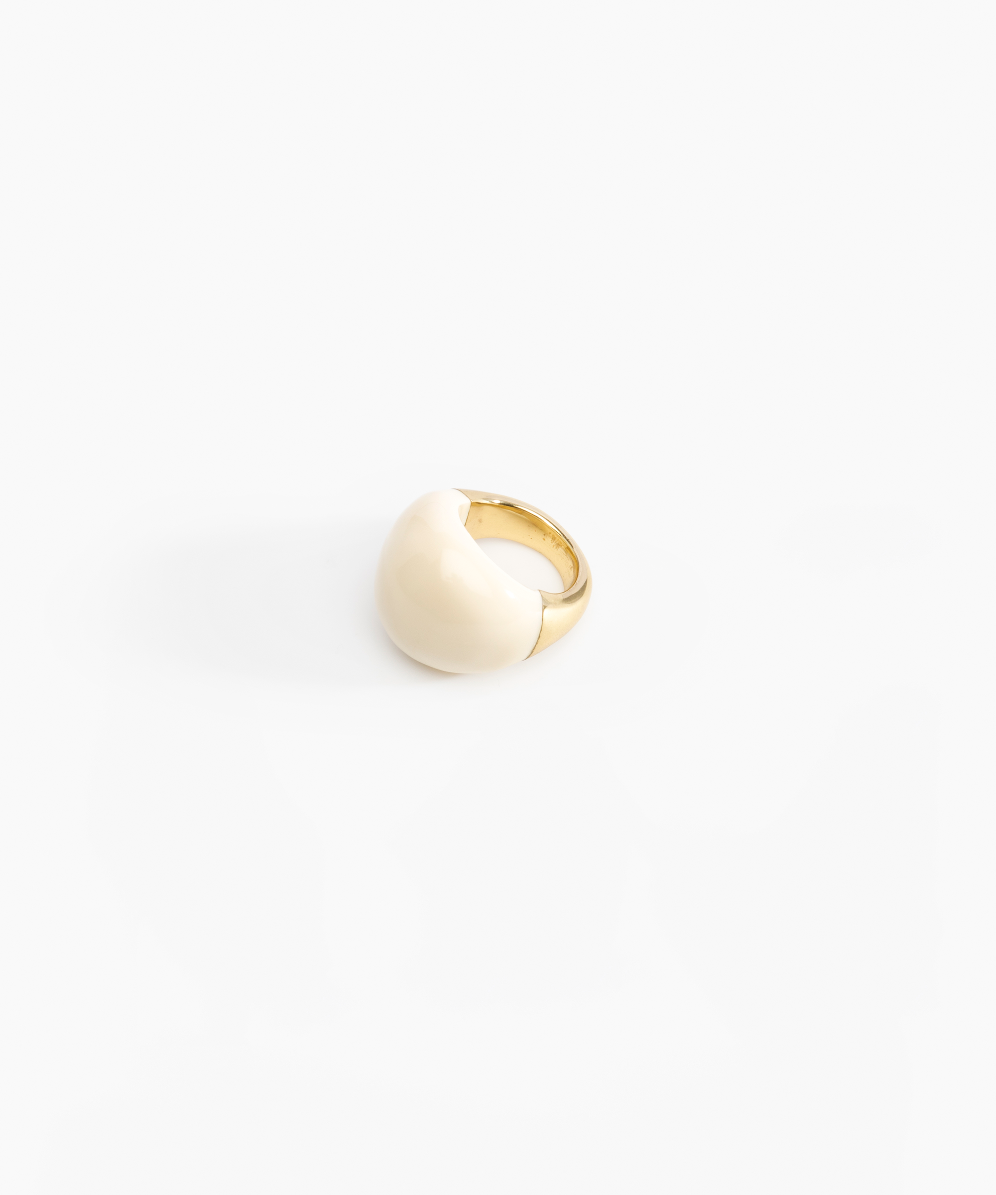 Dinosaur Designs Large Horn Ring Rings in Cream color resin with Nano-Coated Brass Material