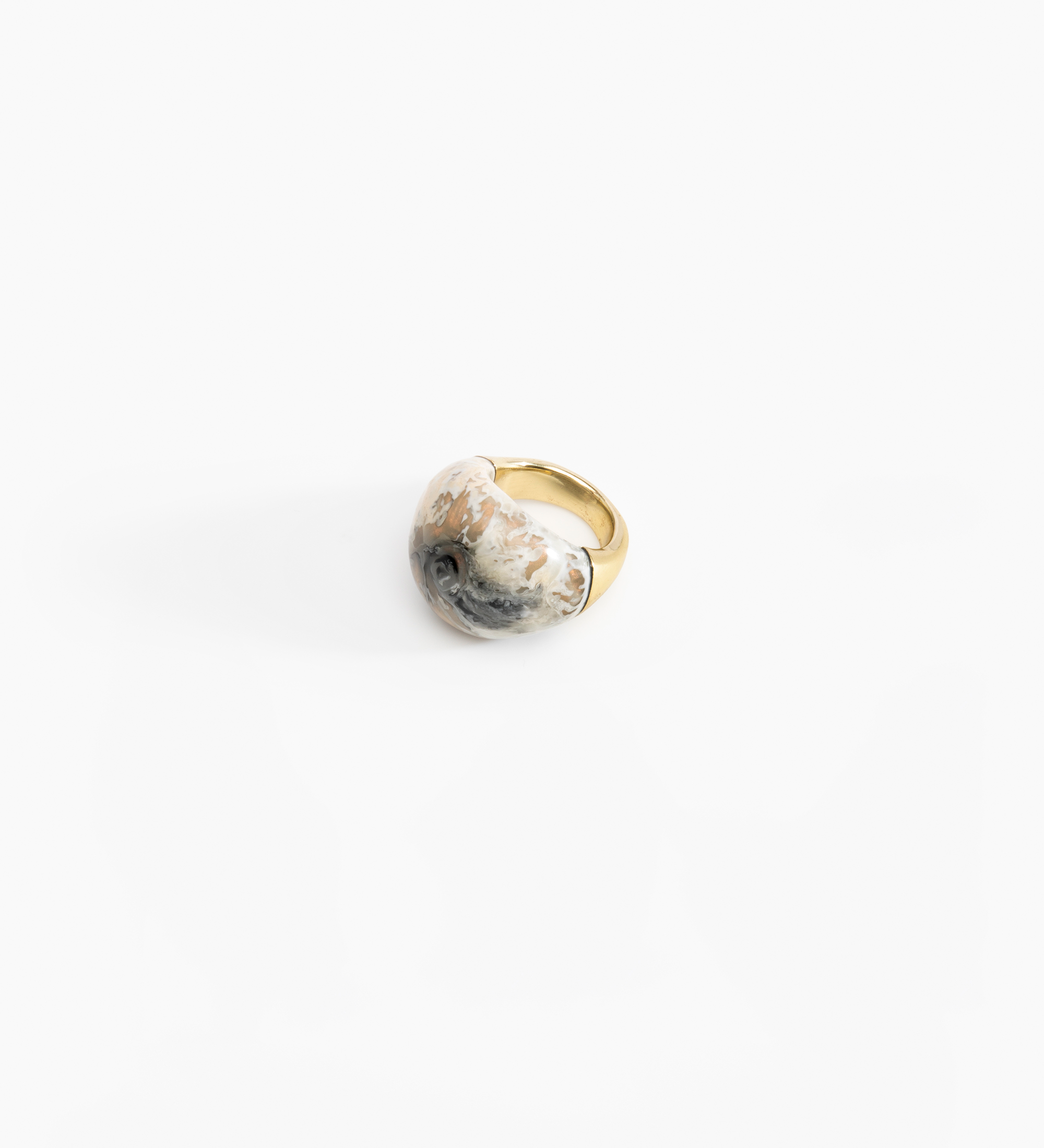 Dinosaur Designs Large Horn Ring Rings in Sandy Pearl color resin with Nano-Coated Brass Material