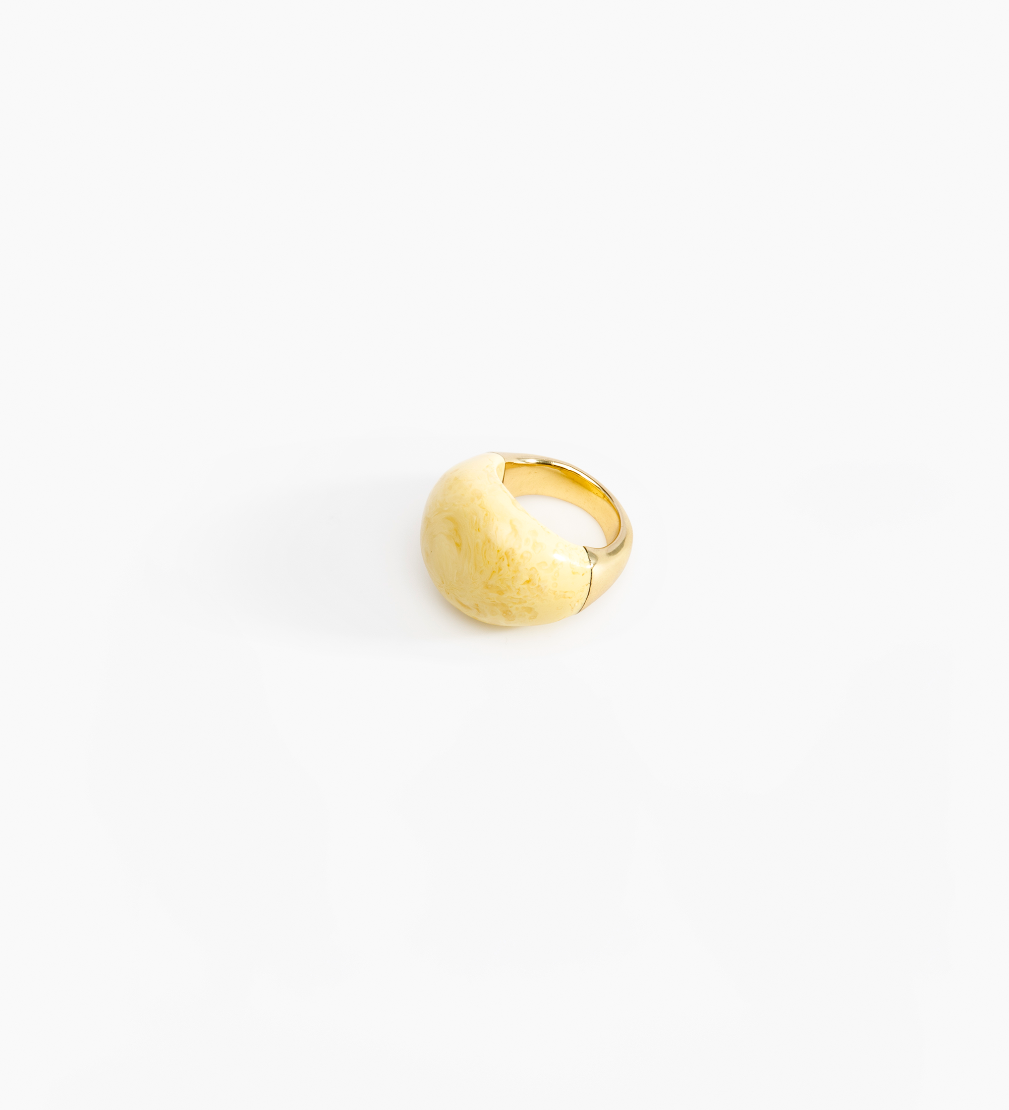 Dinosaur Designs Large Horn Ring Rings in Lemon color resin with Nano-Coated Brass Material