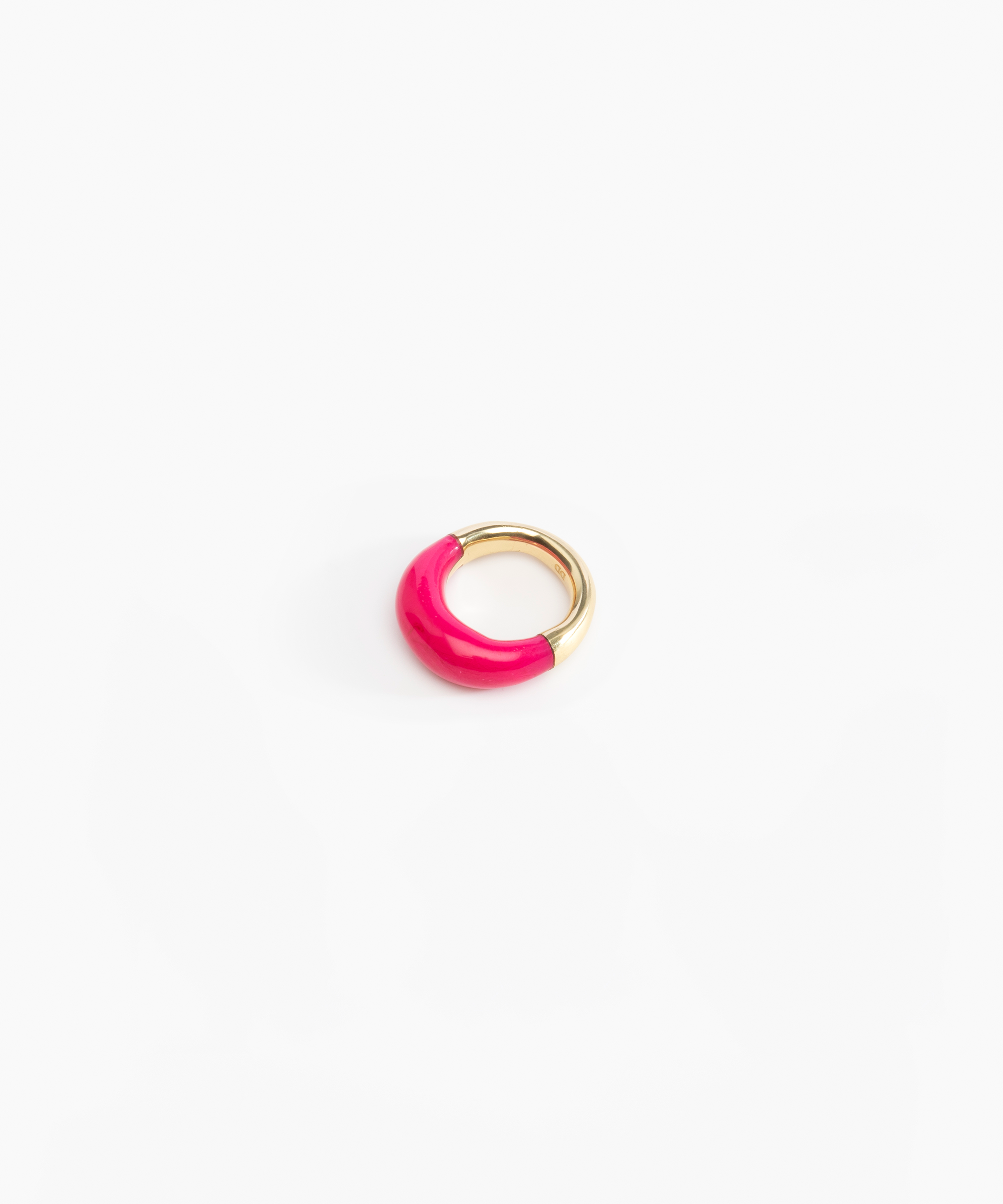 Dinosaur Designs Medium Horn Ring Rings in Flamingo color resin with Nano-Coated Brass Material