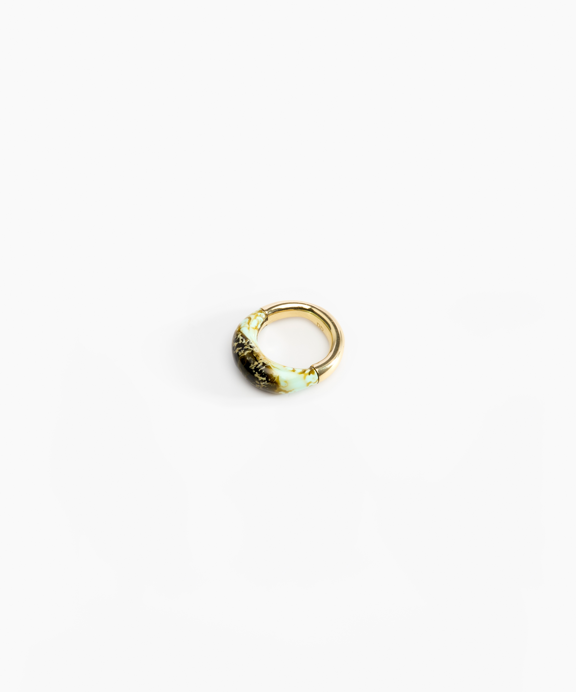 Dinosaur Designs Medium Horn Ring Rings in Malachite color resin with Nano-Coated Brass Material