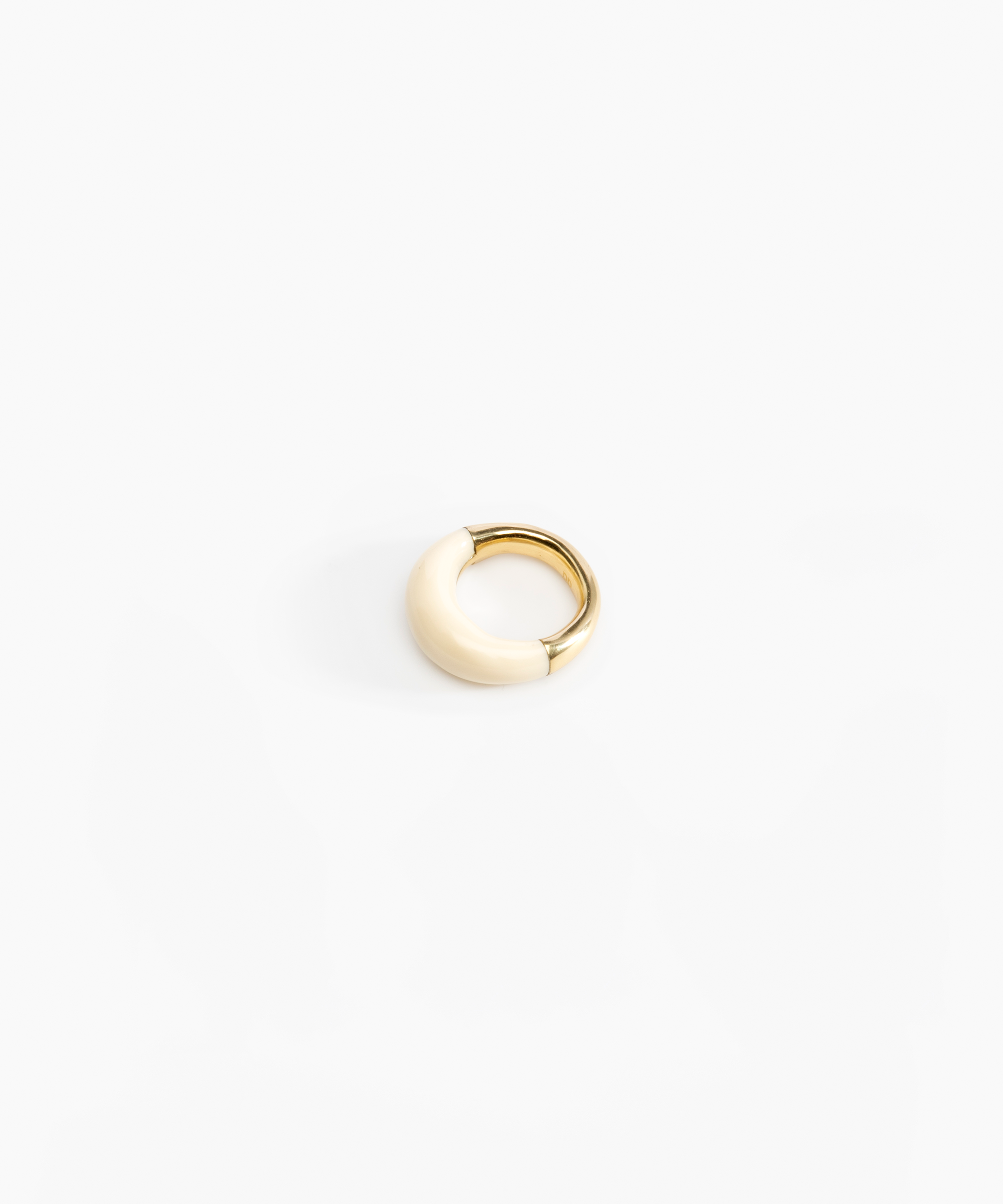 Dinosaur Designs Medium Horn Ring Rings in Cream Colour resin with Nano-Coated Brass Material