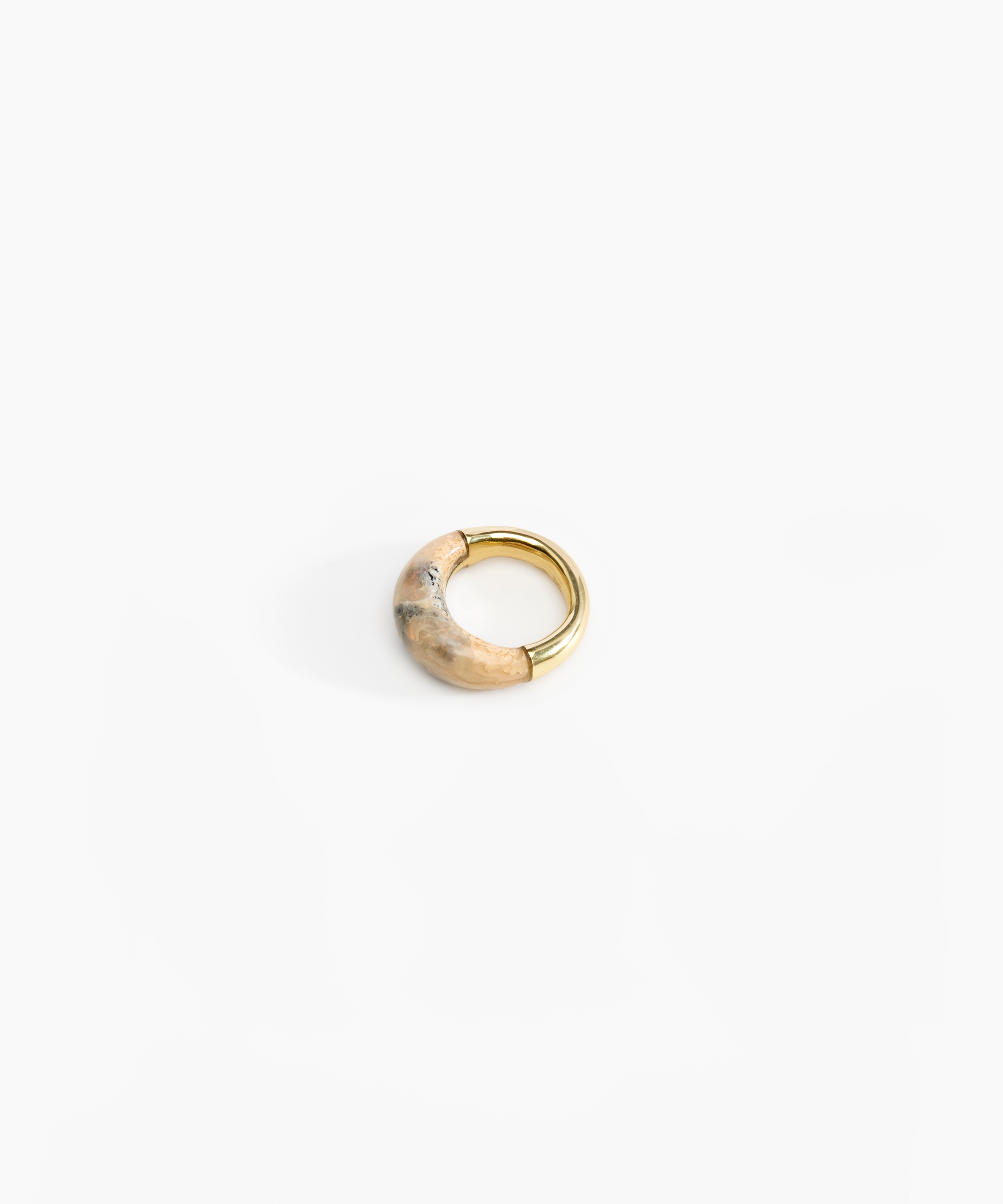 Dinosaur Designs Medium Horn Ring Rings in Sandy Pearl color resin with Nano-Coated Brass Material