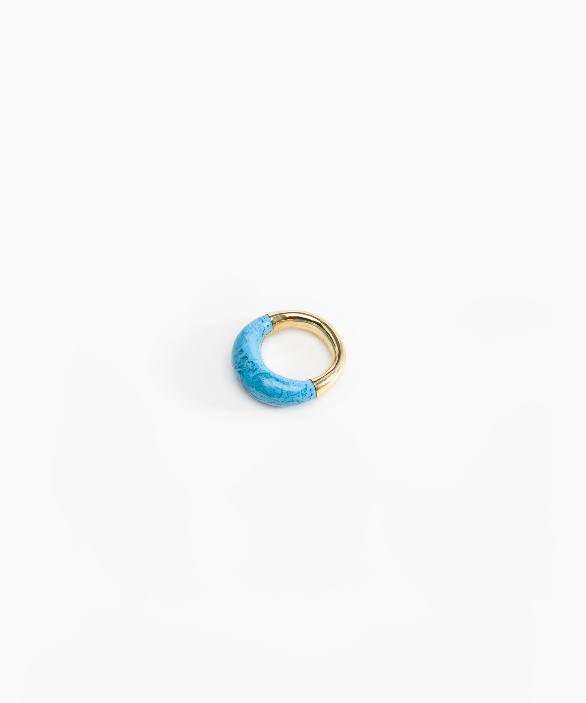 Dinosaur Designs Medium Horn Ring Rings in Sky color resin with Nano-Coated Brass Material