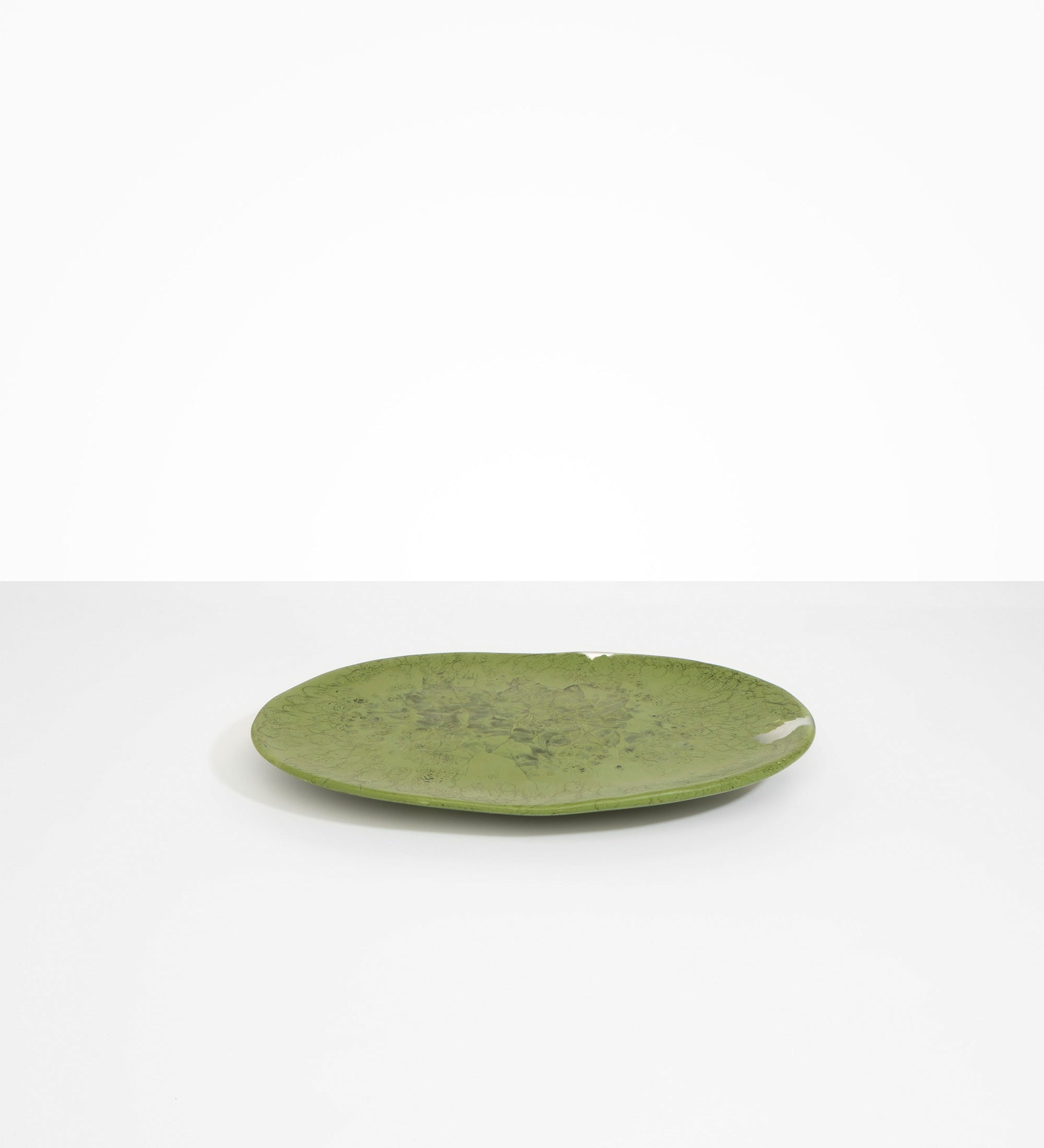 Dinosaur Designs Large Temple Platter Serving Platters in Olive color resin 