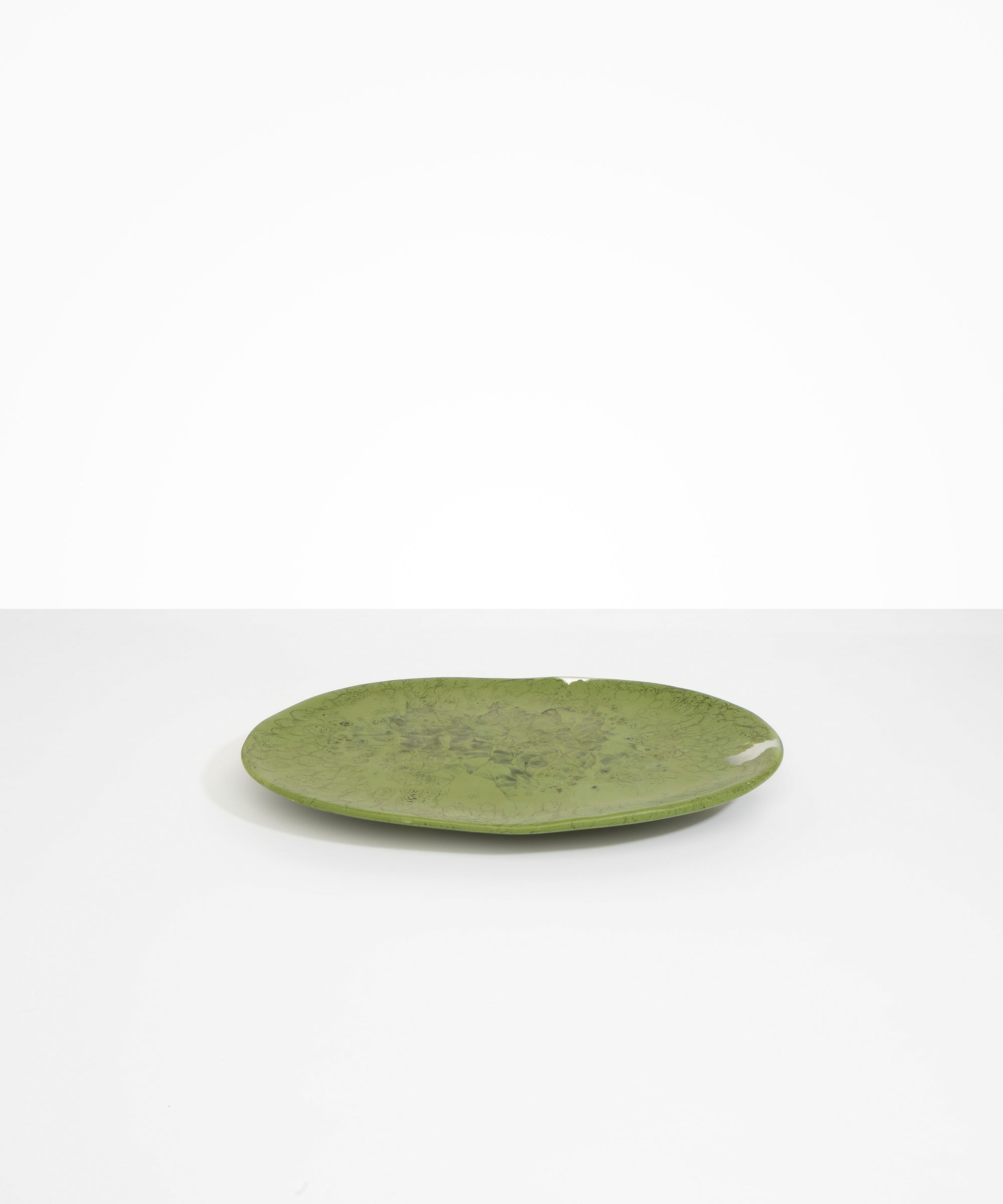 Dinosaur Designs Large Temple Platter Serving Platters in Olive color resin