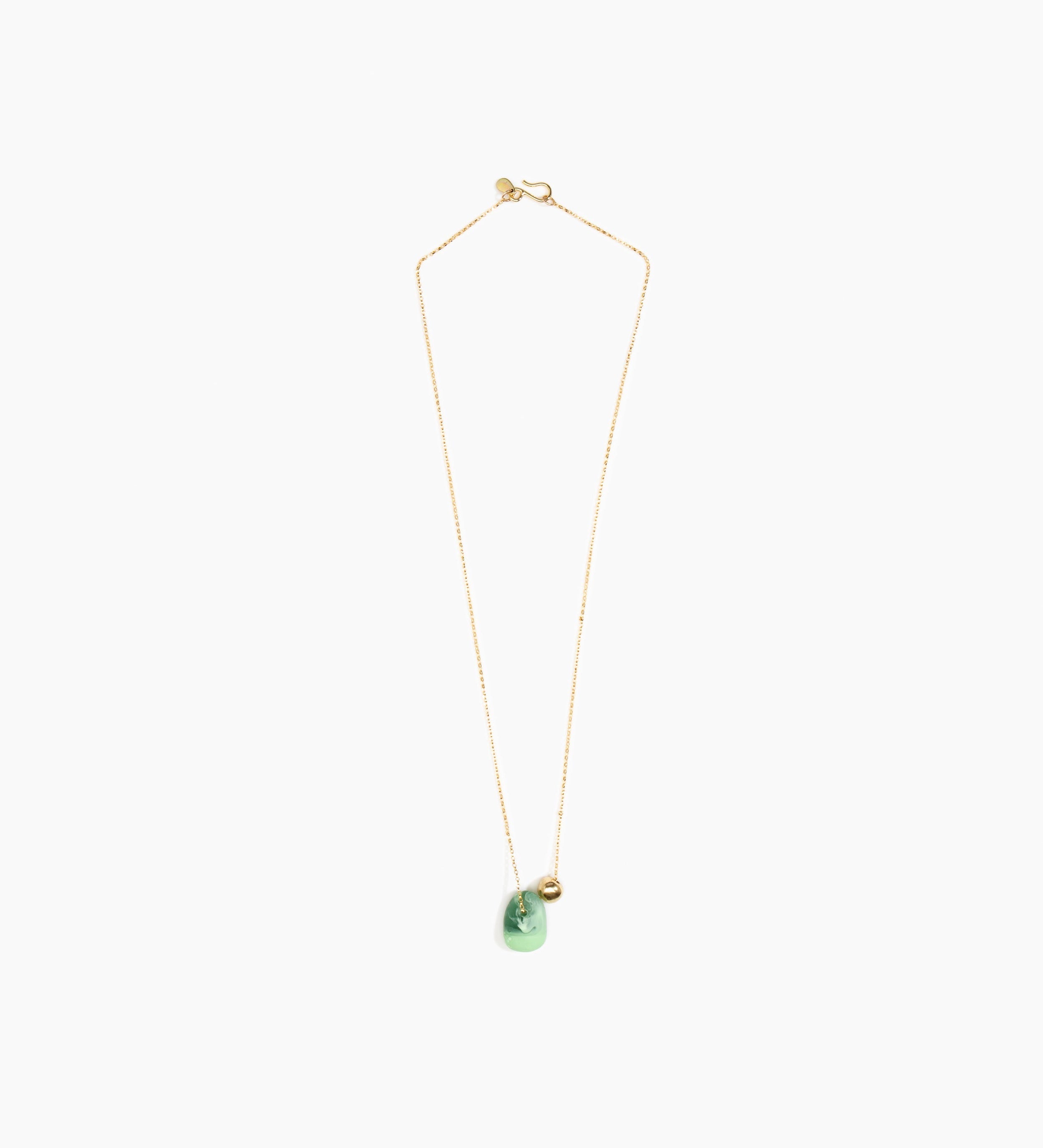 Dinosaur Designs Joie De Vivre Pendant Necklaces in Moss color resin with Gold-Filled Material