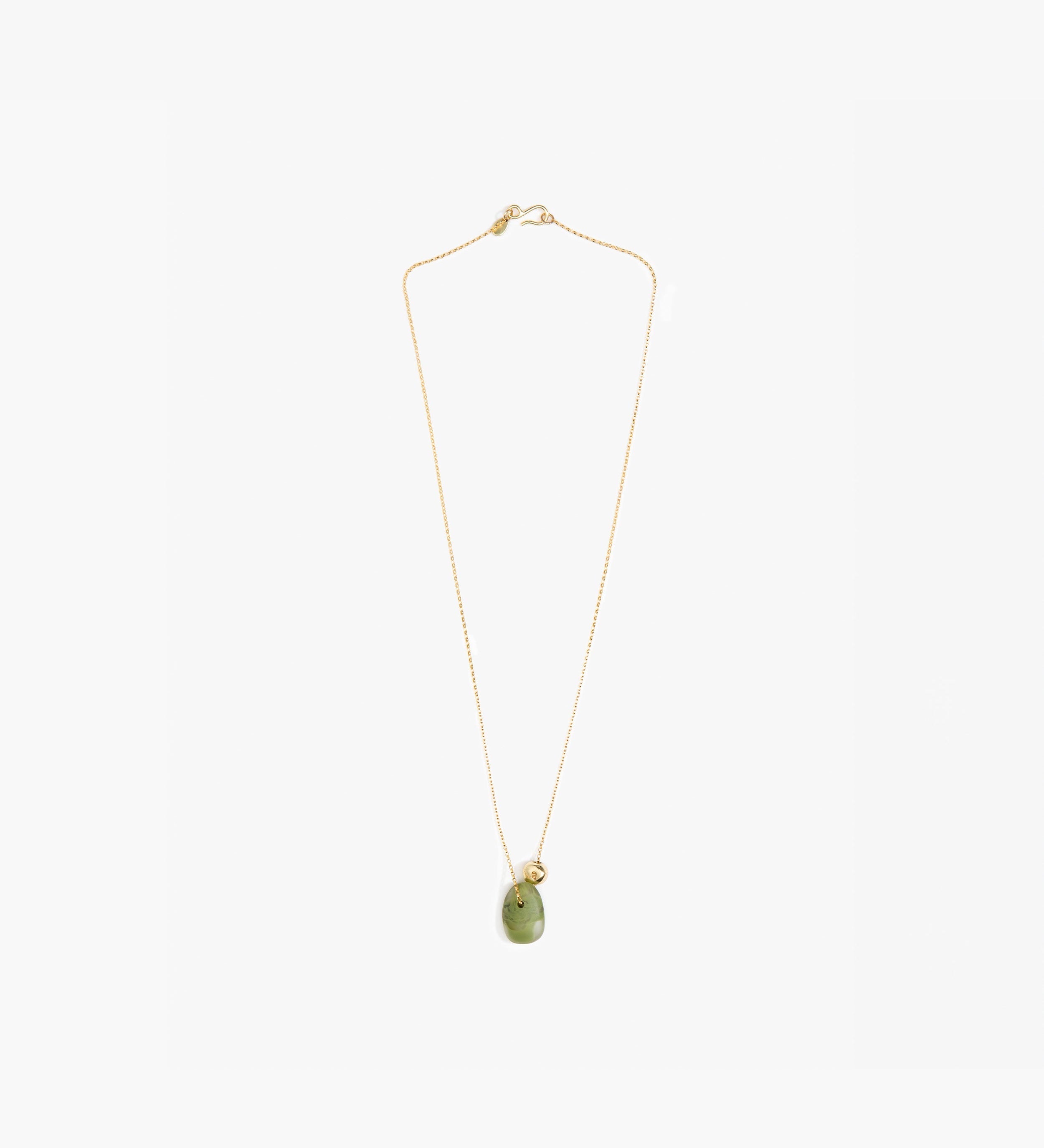 Dinosaur Designs Joie De Vivre Pendant Necklaces in Olive color resin with Gold-Filled Material