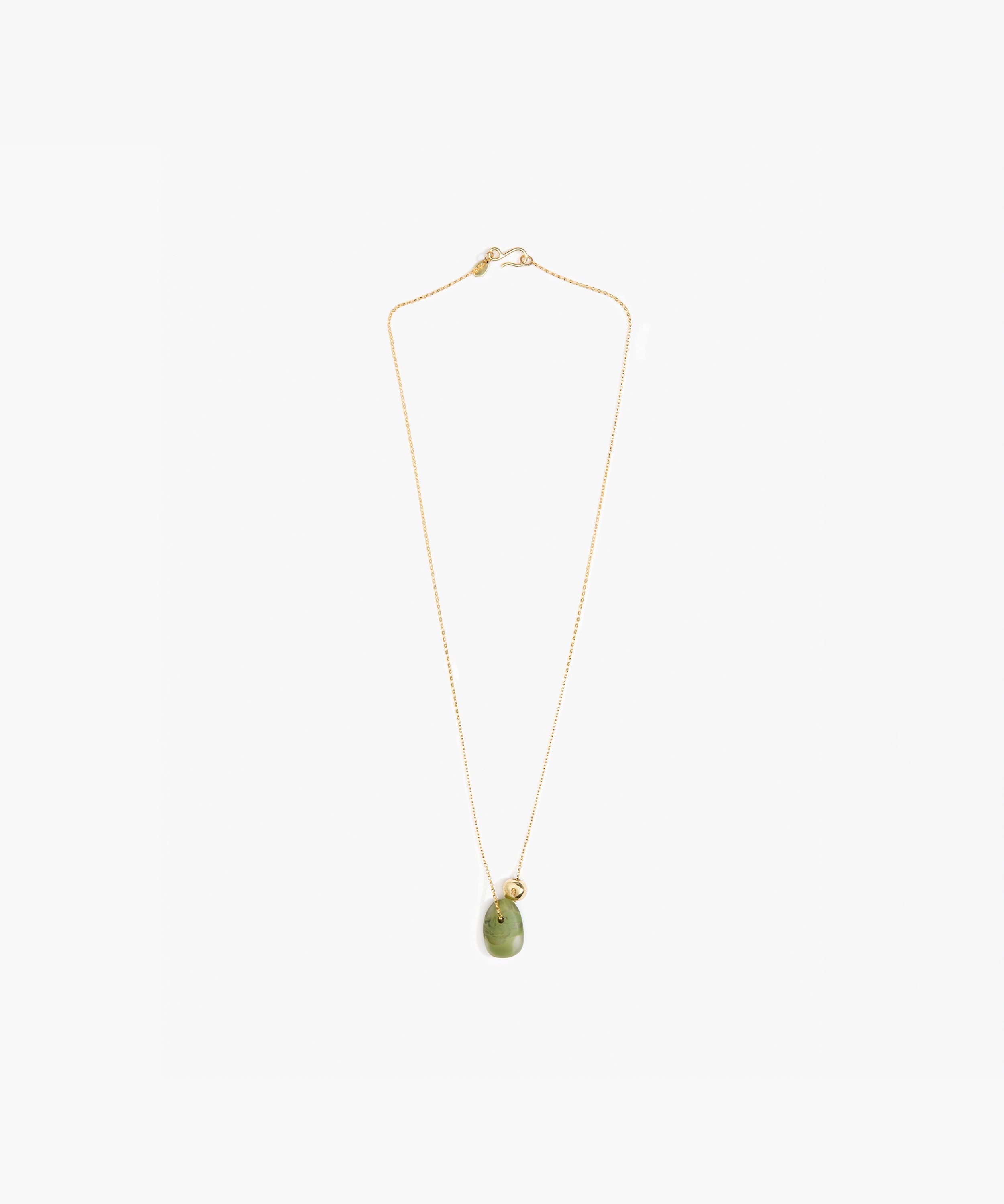 Dinosaur Designs Joie De Vivre Pendant Necklaces in Olive color resin with Gold-Filled Material