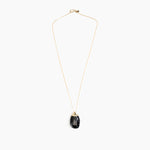 Dinosaur Designs Medium River Rock Pendant Necklaces in Black Marble color resin with Gold-Filled Material