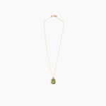 Dinosaur Designs Small River Rock Pendant Necklaces in Olive color resin with Gold-Filled Material