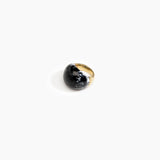 Dinosaur Designs Large Horn Ring Rings in Black Marble color resin with Nano-Coated Brass Material