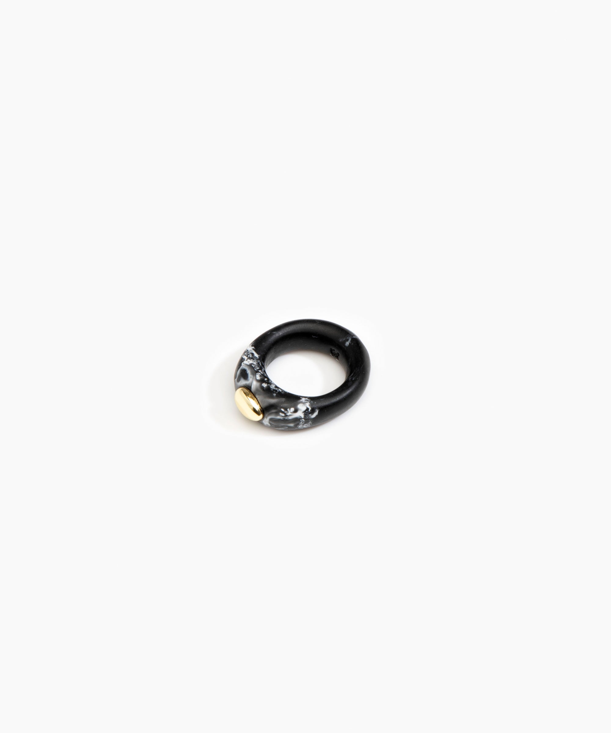 Dinosaur Designs Round Rock Ring Rings in Black Marble color resin 