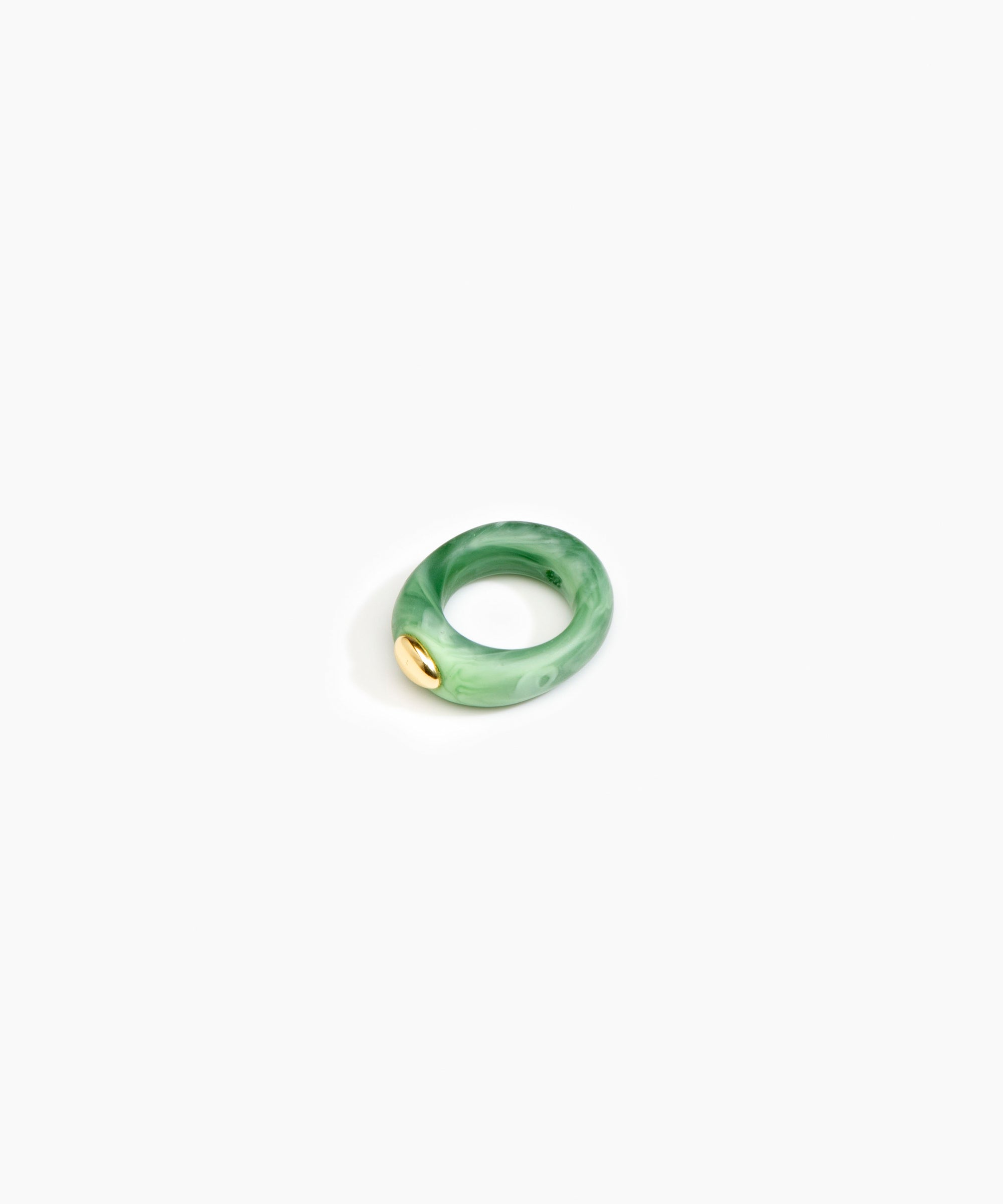 Dinosaur Designs Round Rock Ring Rings in Moss color resin