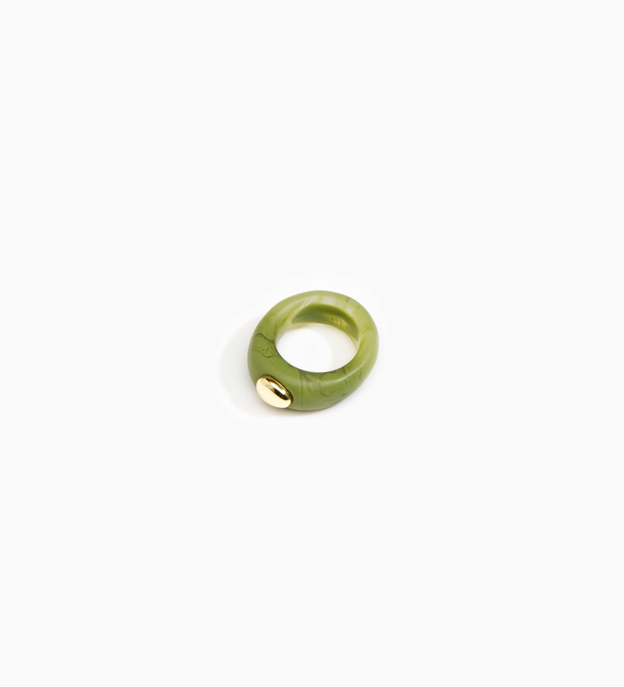 Dinosaur Designs Round Rock Ring Rings in Olive color resin 