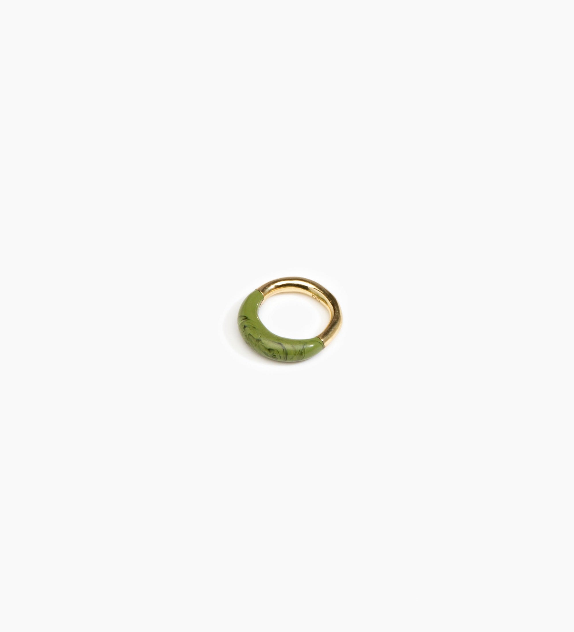 Dinosaur Designs Small Horn Ring Rings in Olive color resin with Nano-Coated Brass Material