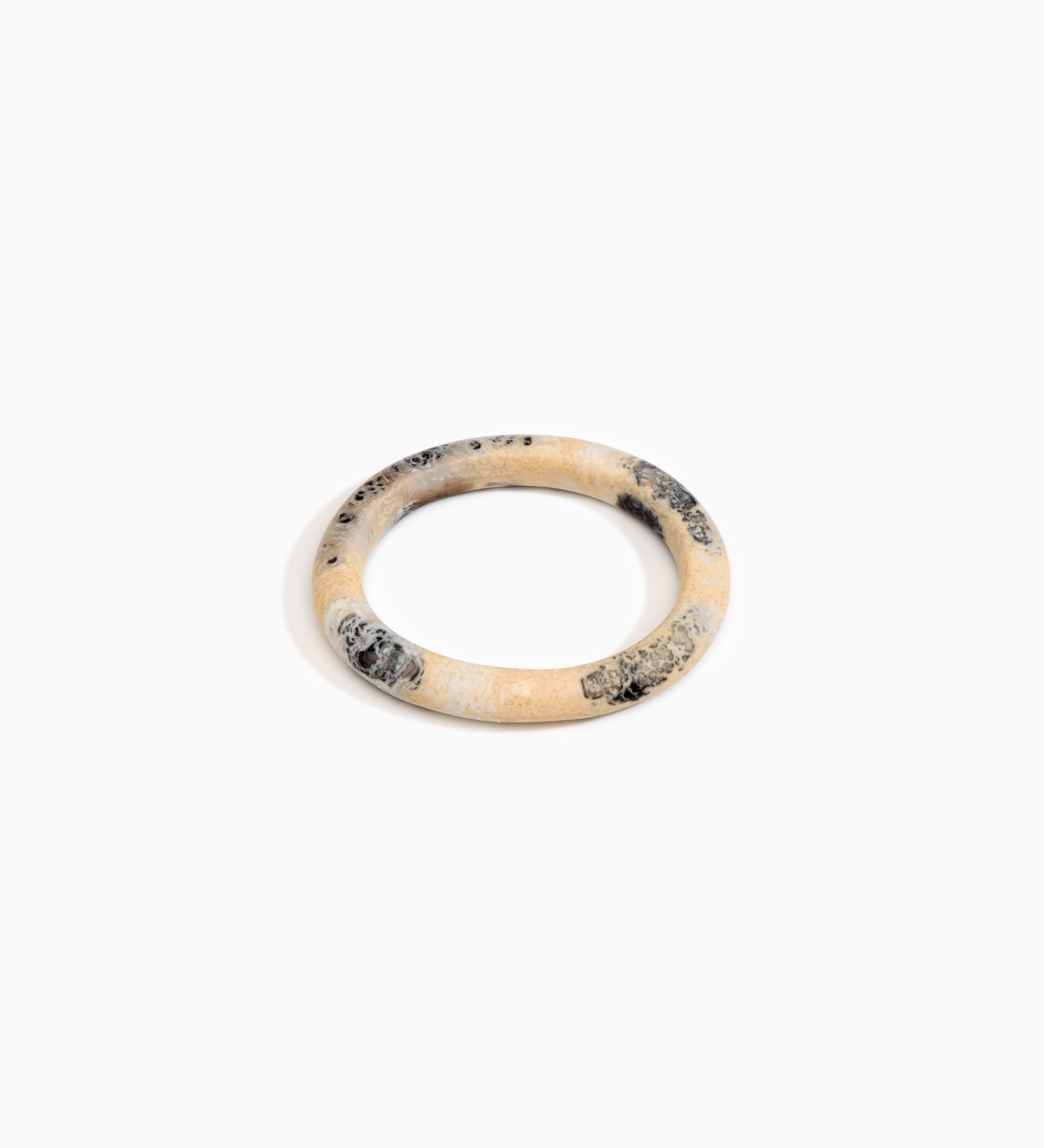 Dinosaur Designs Small Organic Oval Bangle Bracelets in Sandy Pearl color resin with Wide Fit