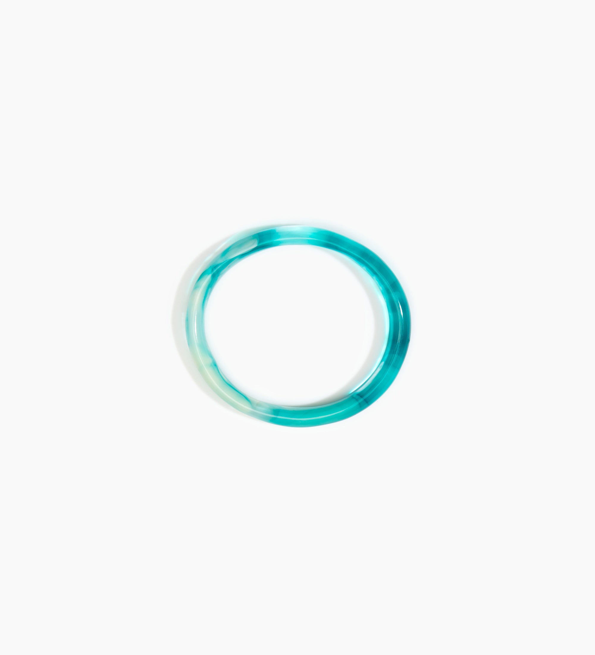 Dinosaur Designs Polished Classic Wishbone Bangle Bracelets in Lagoon color resin with Wide Fit