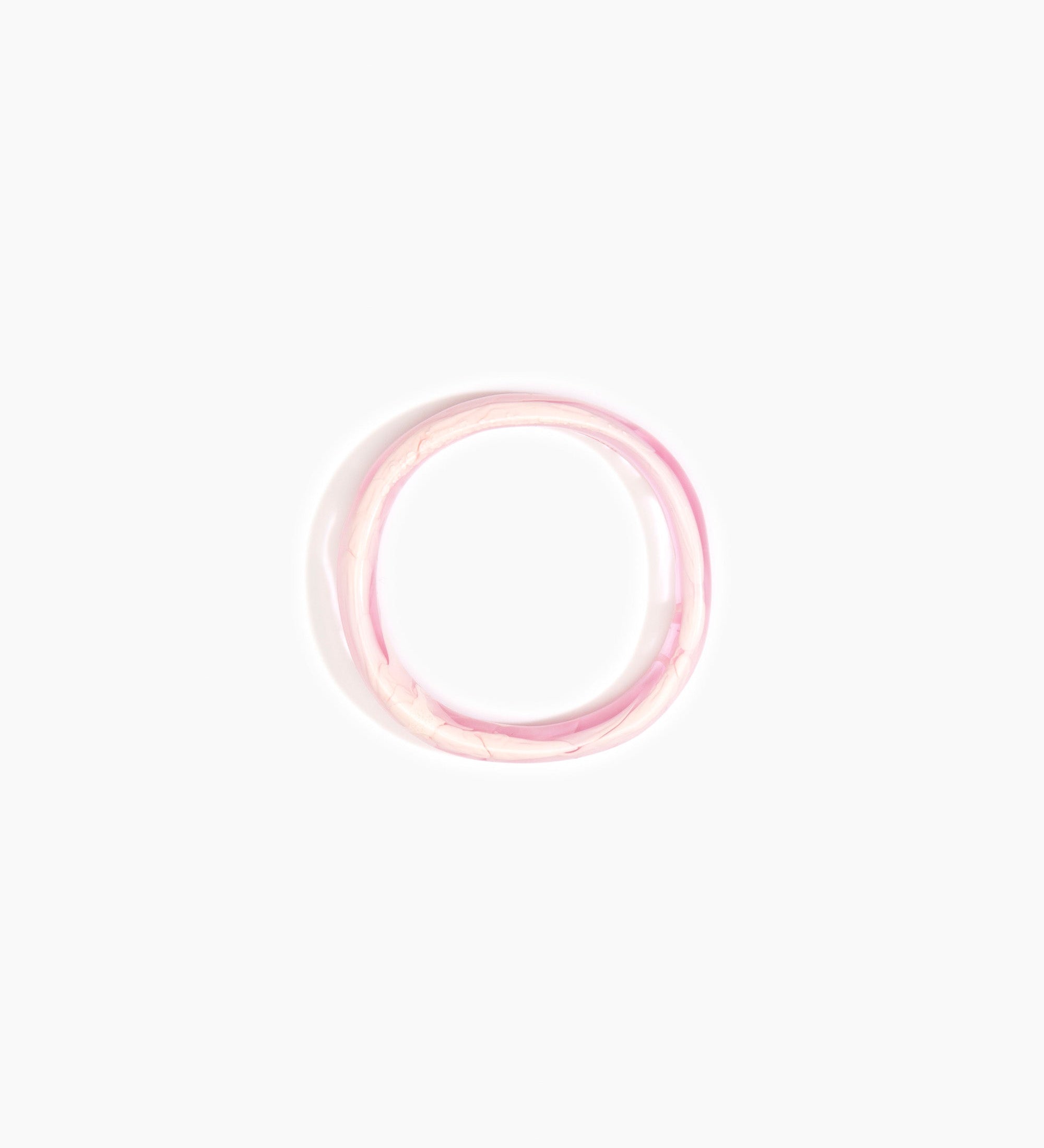 Dinosaur Designs Polished Classic Wishbone Bangle Bracelets in Shell Pink Colour resin with Wide Fit