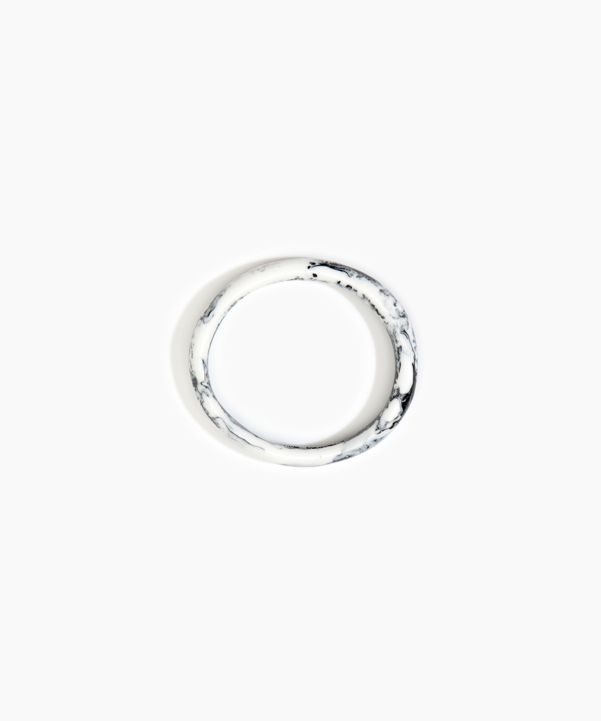 Dinosaur Designs Polished Classic Wishbone Bangle Bracelets in White Marble Colour resin with Wide Fit