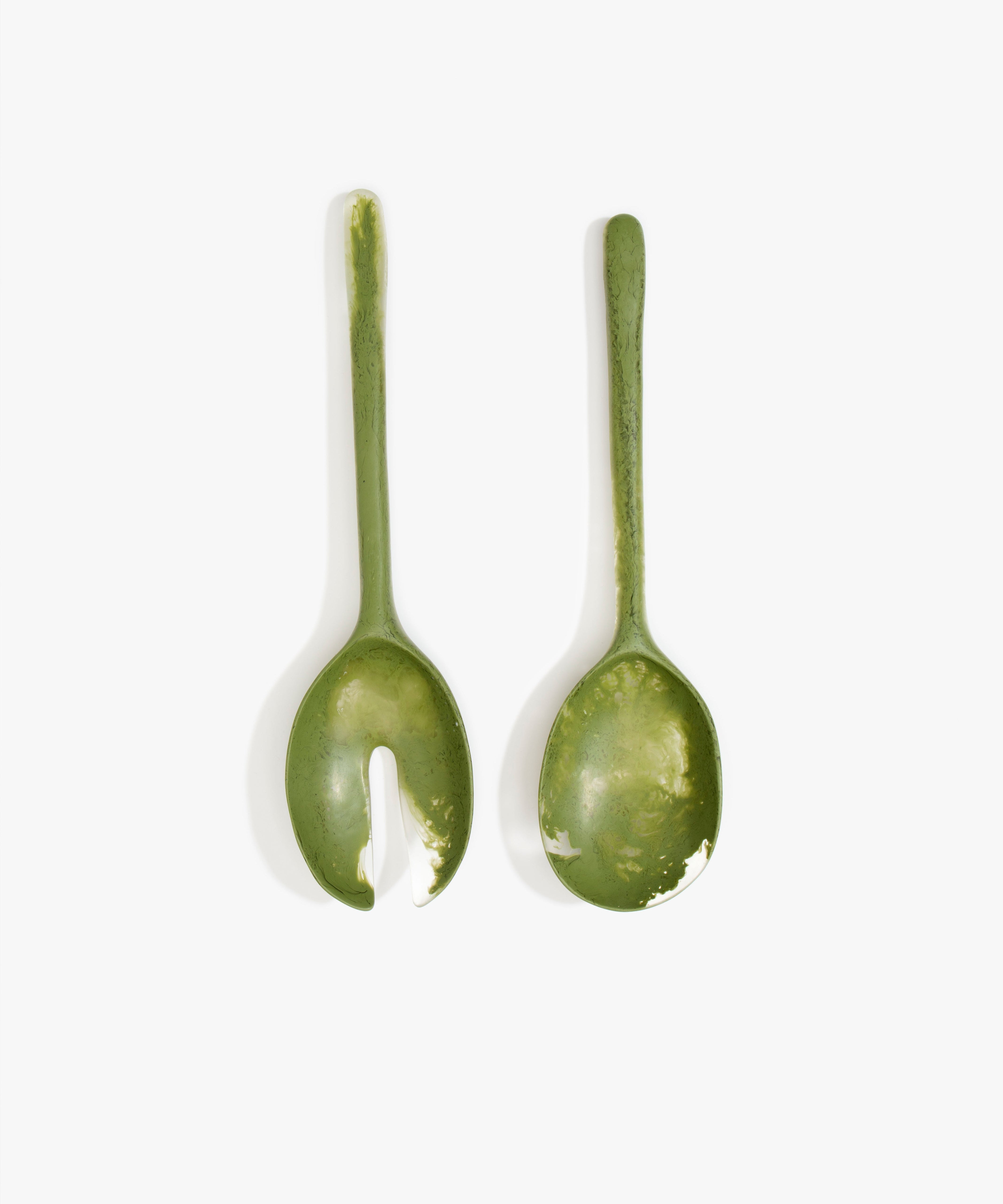 Dinosaur Designs Long Stone Servers Tableware in Olive color resin