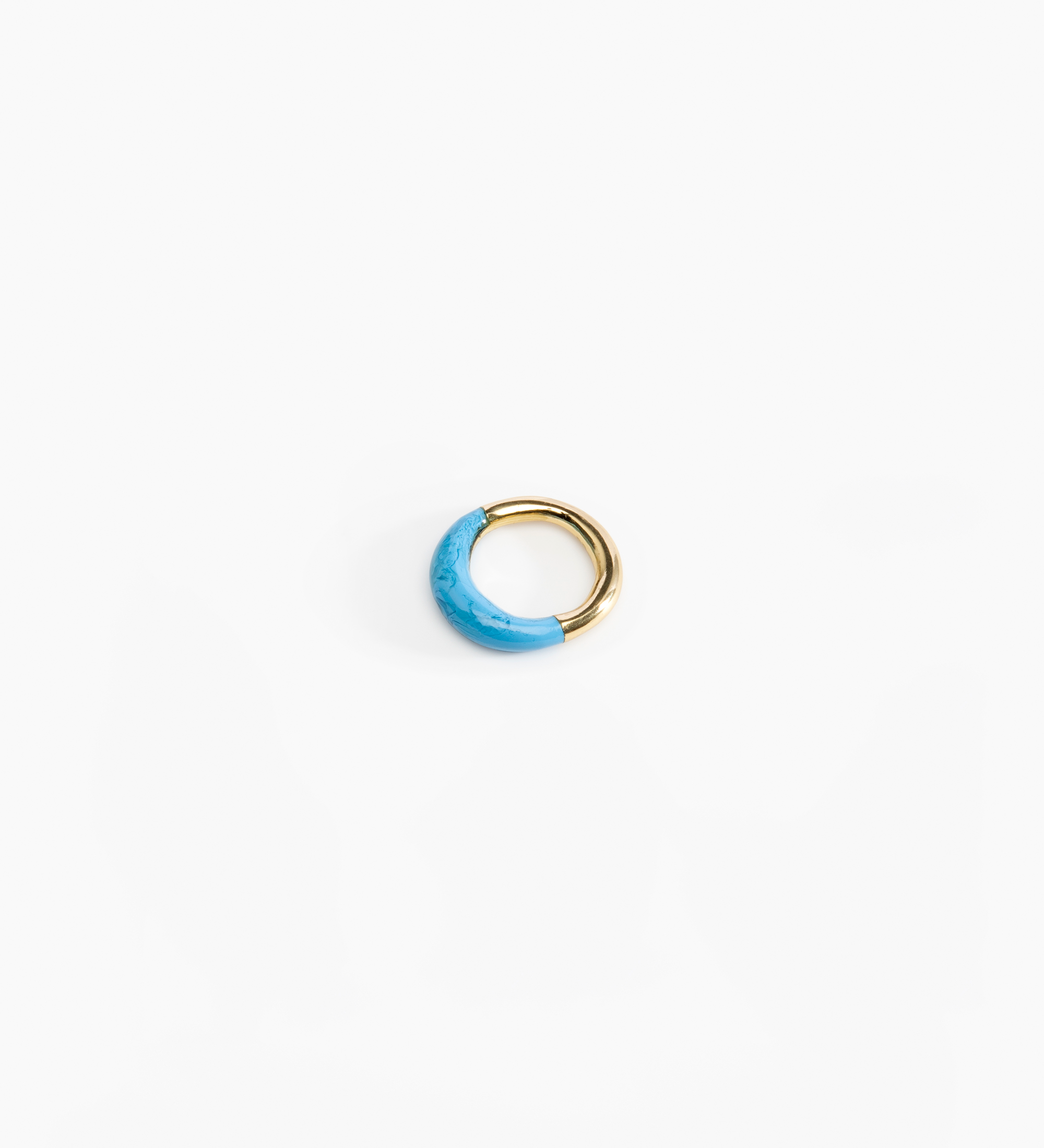 Dinosaur Designs Small Horn Ring Rings in Sky color resin with Nano-Coated Brass Material