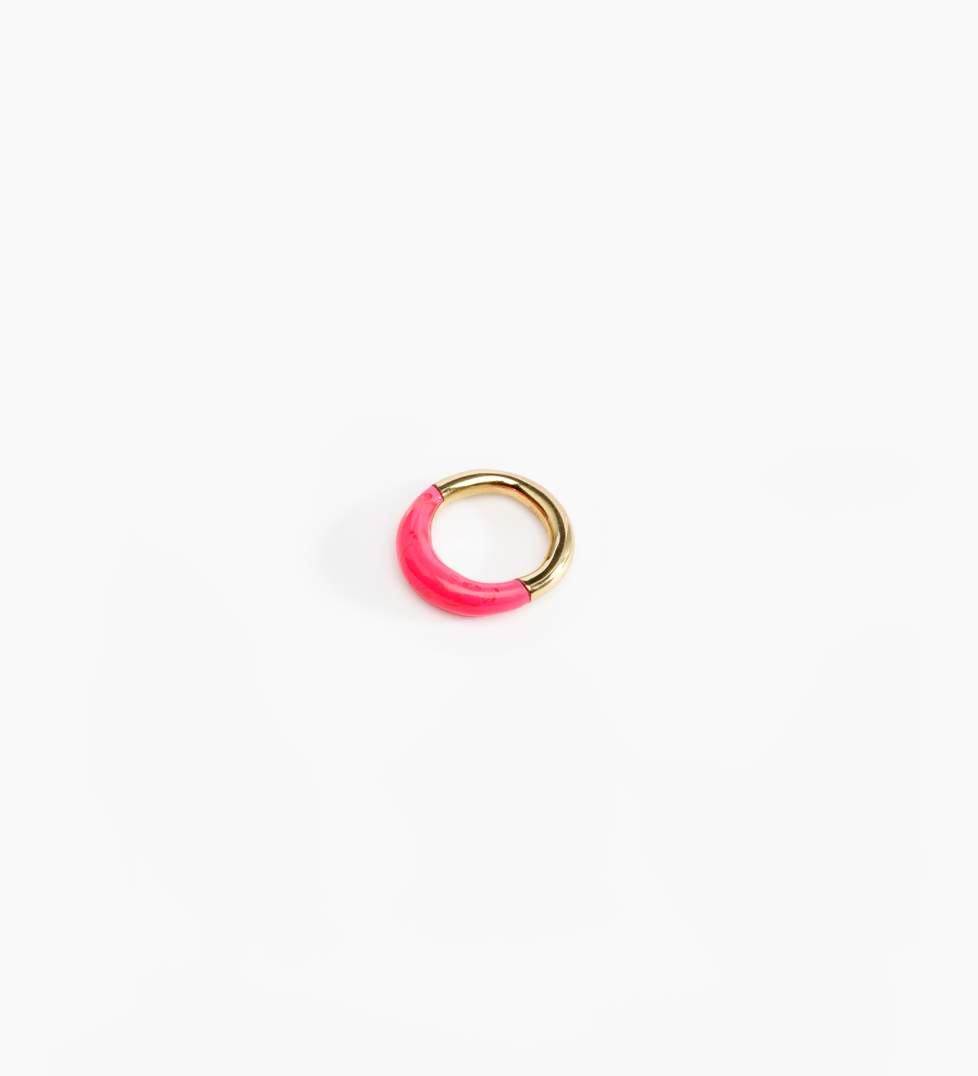 Dinosaur Designs Small Horn Ring Rings in Flamingo color resin with Nano-Coated Brass Material