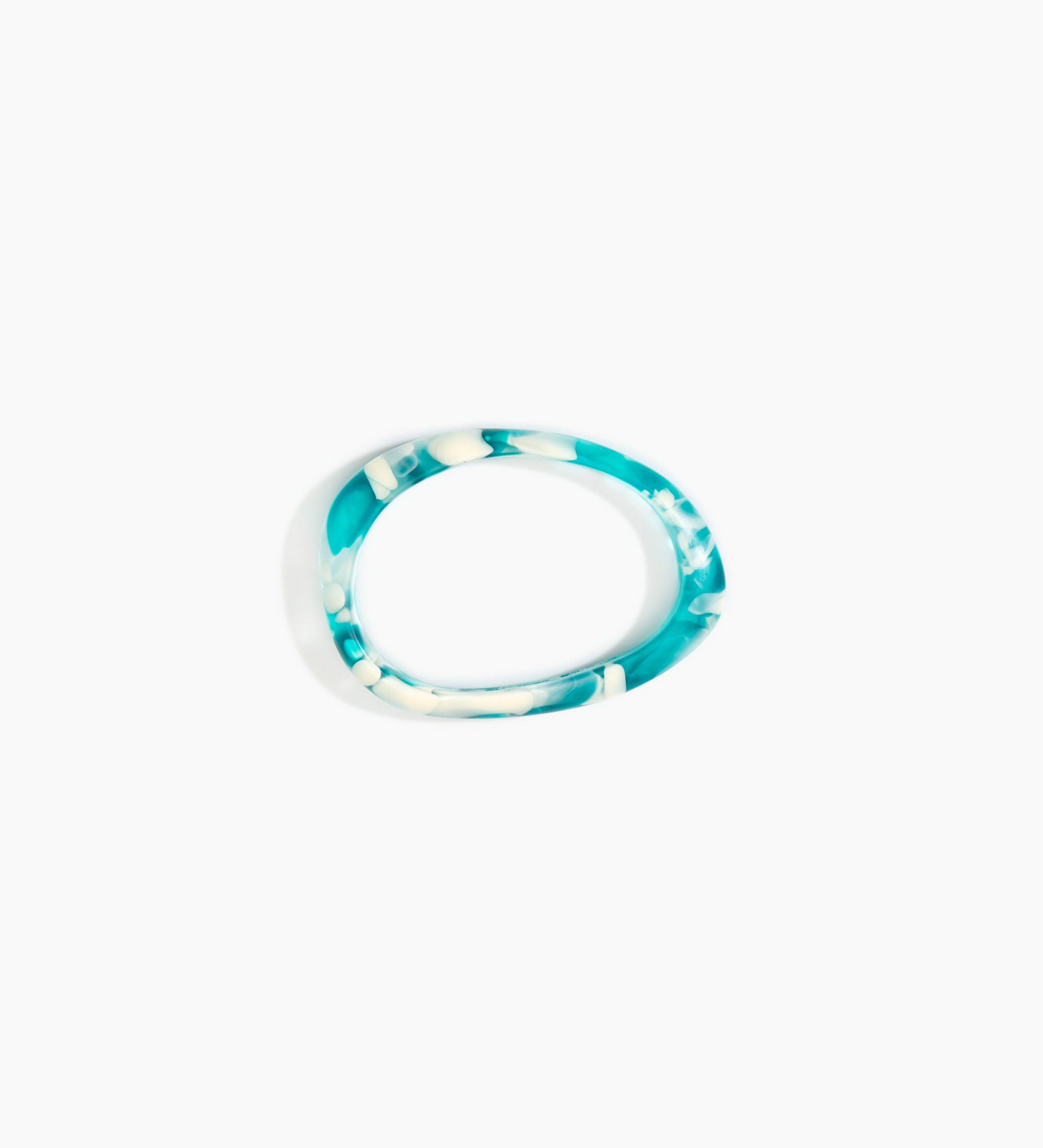 Dinosaur Designs Rock Wishbone Bangle Bracelets in Lagoon color resin with Wide Fit