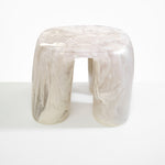 Dinosaur Designs 4 Leg Rock Tower Table End Tables in Chalk Swirl color resin 