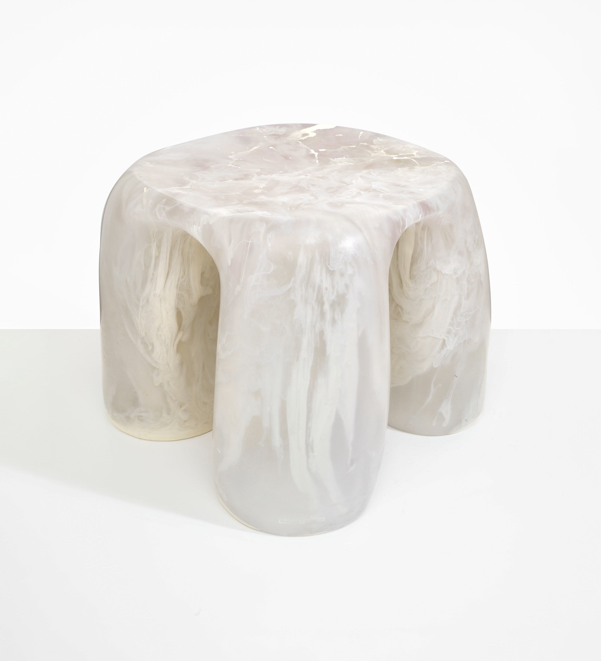 Dinosaur Designs 4 Leg Rock Tower Table End Tables in Chalk Swirl color resin 