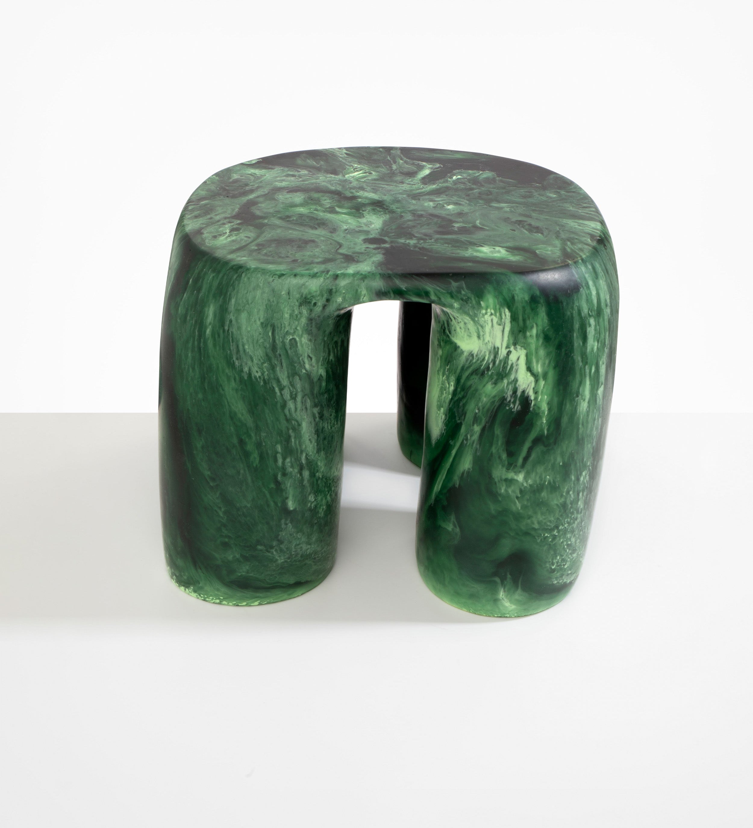 Dinosaur Designs 4 Leg Rock Tower Table End Tables in Moss color resin 