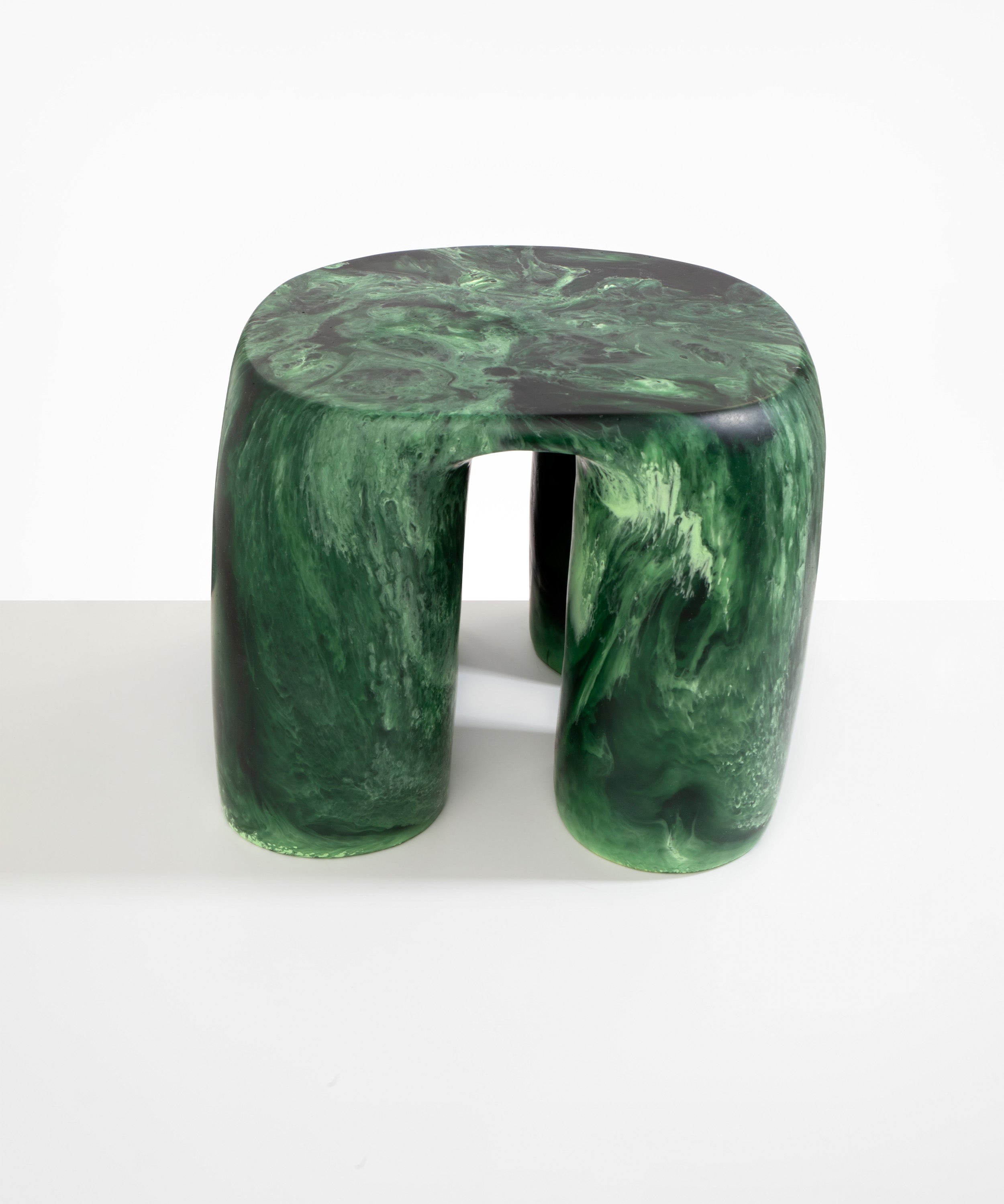 Dinosaur Designs 4 Leg Rock Tower Table End Tables in Moss color resin 