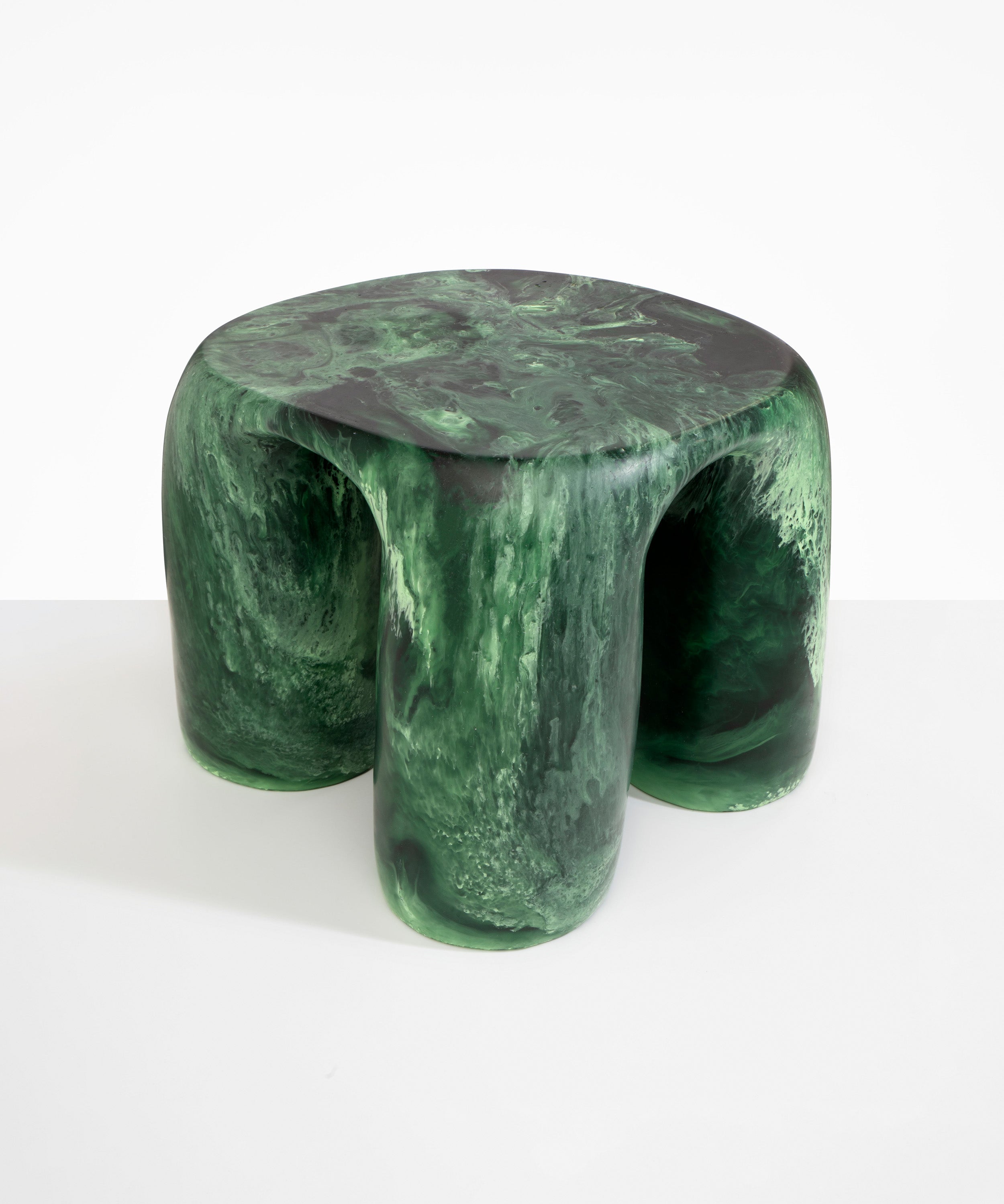 Dinosaur Designs 4 Leg Rock Tower Table End Tables in Moss color resin 