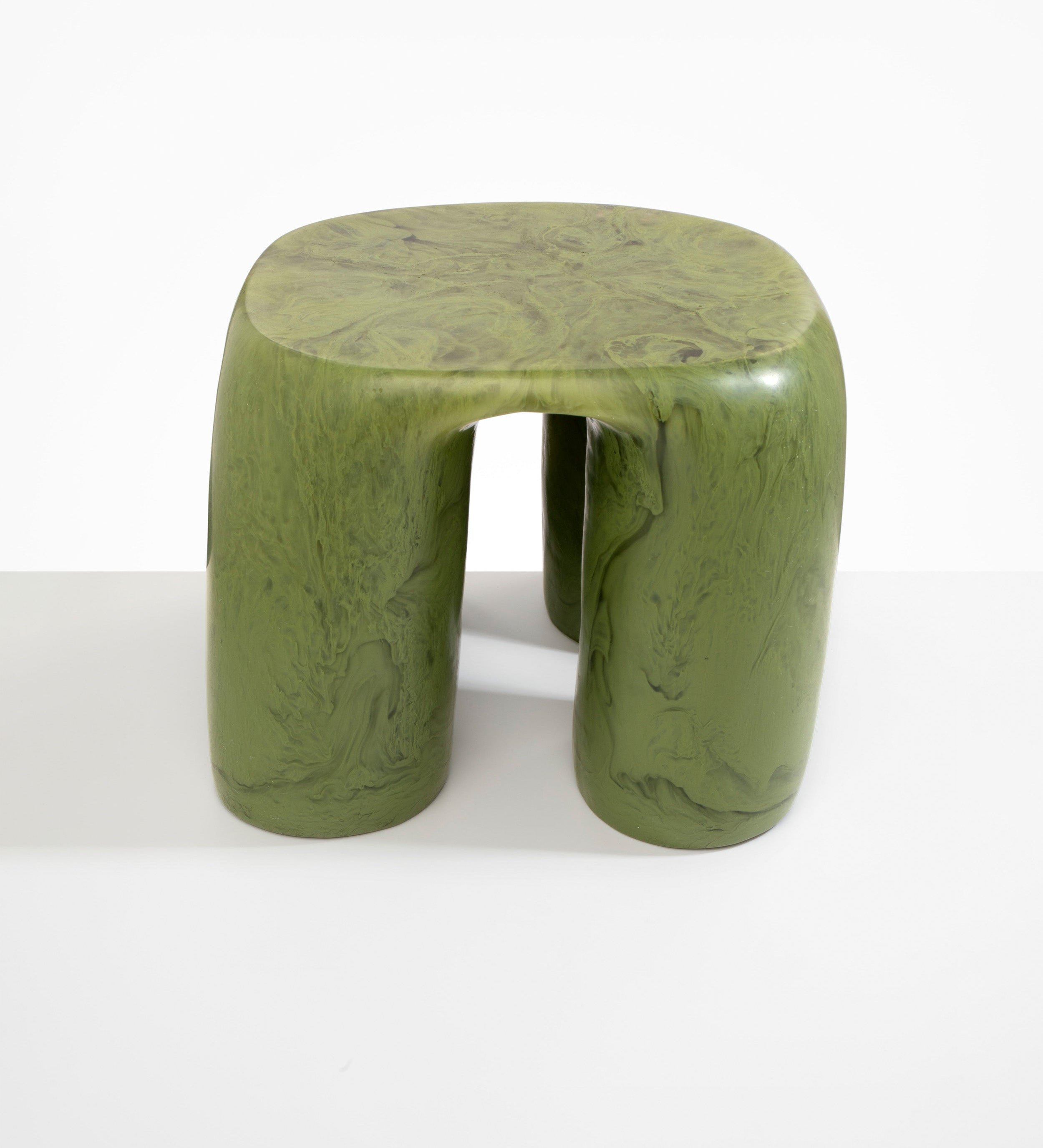 Dinosaur Designs 4 Leg Rock Tower Table End Tables in Olive color resin 