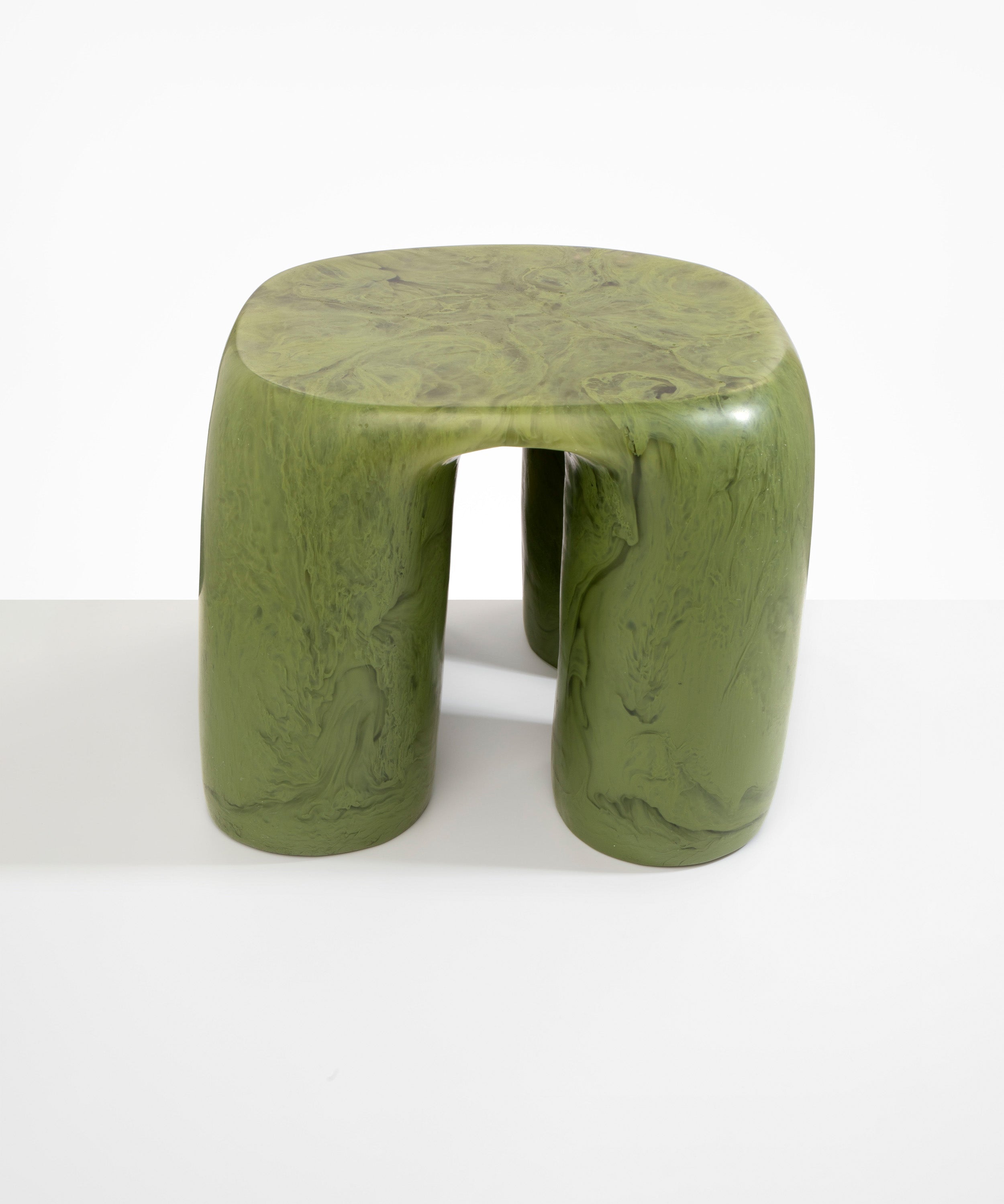 Dinosaur Designs 4 Leg Rock Tower Table End Tables in Olive color resin 