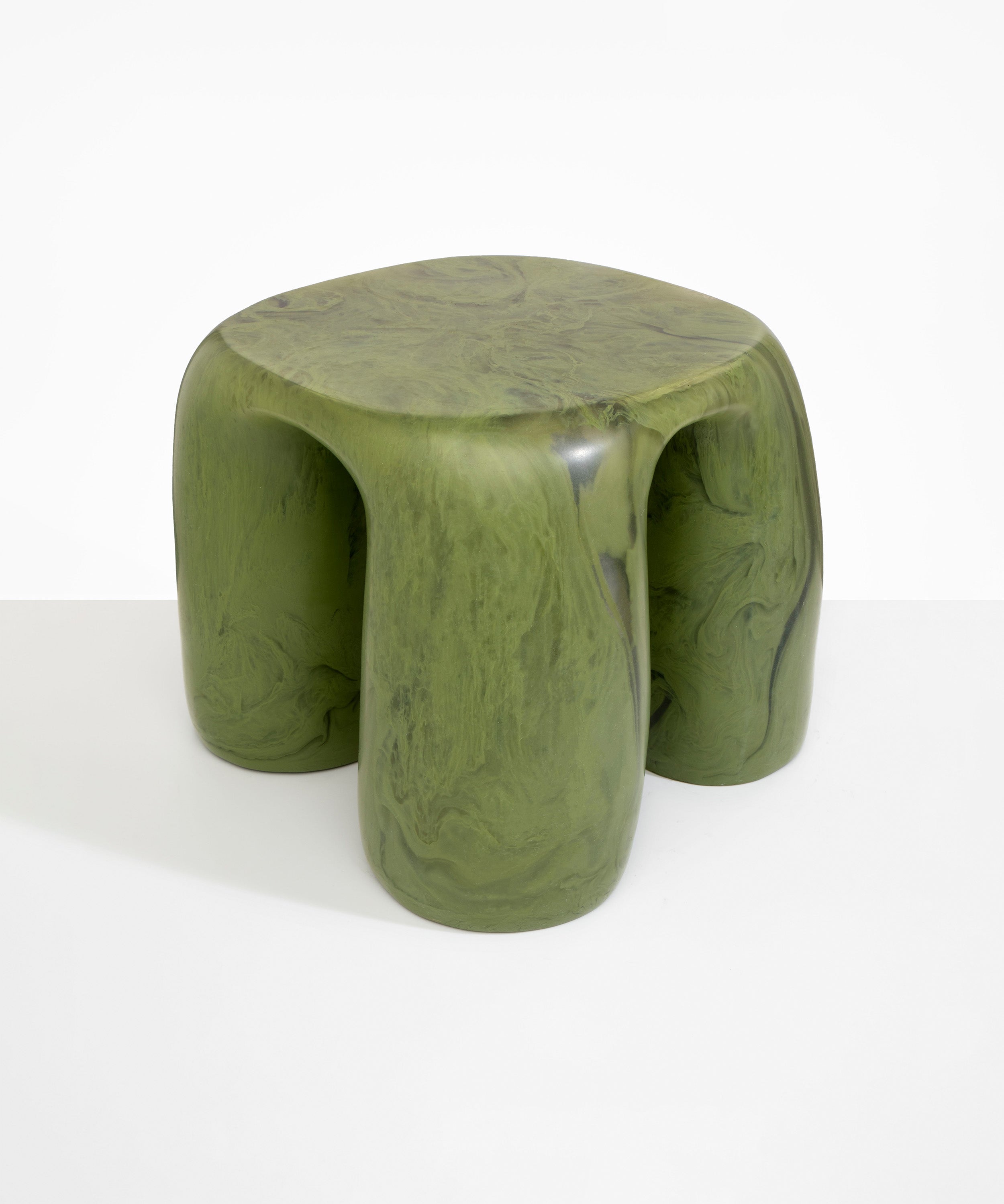 Dinosaur Designs 4 Leg Rock Tower Table End Tables in Olive color resin 