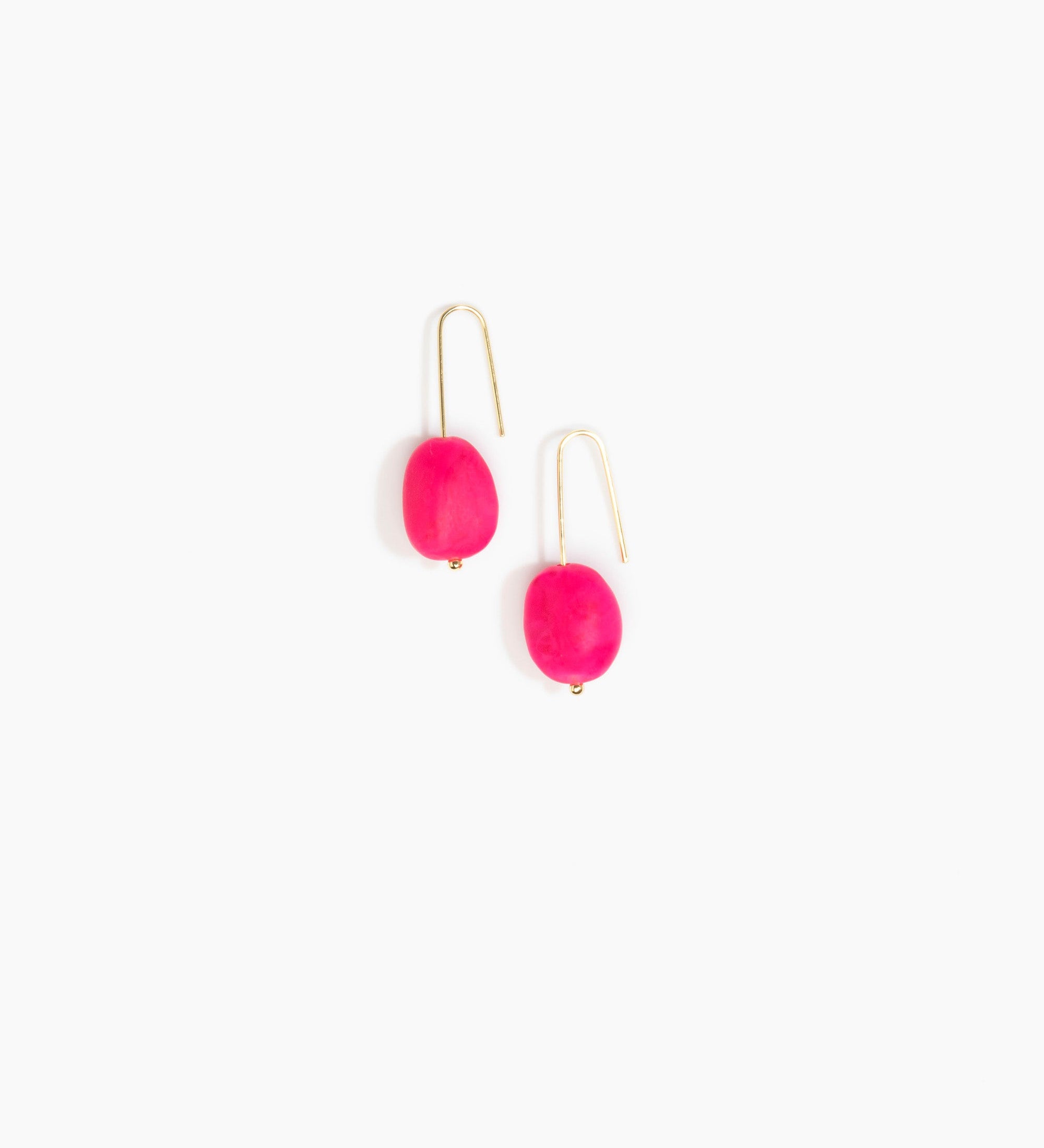 Dinosaur Designs Earth Wire Earrings Earrings in Flamingo color resin with Gold-Filled Material