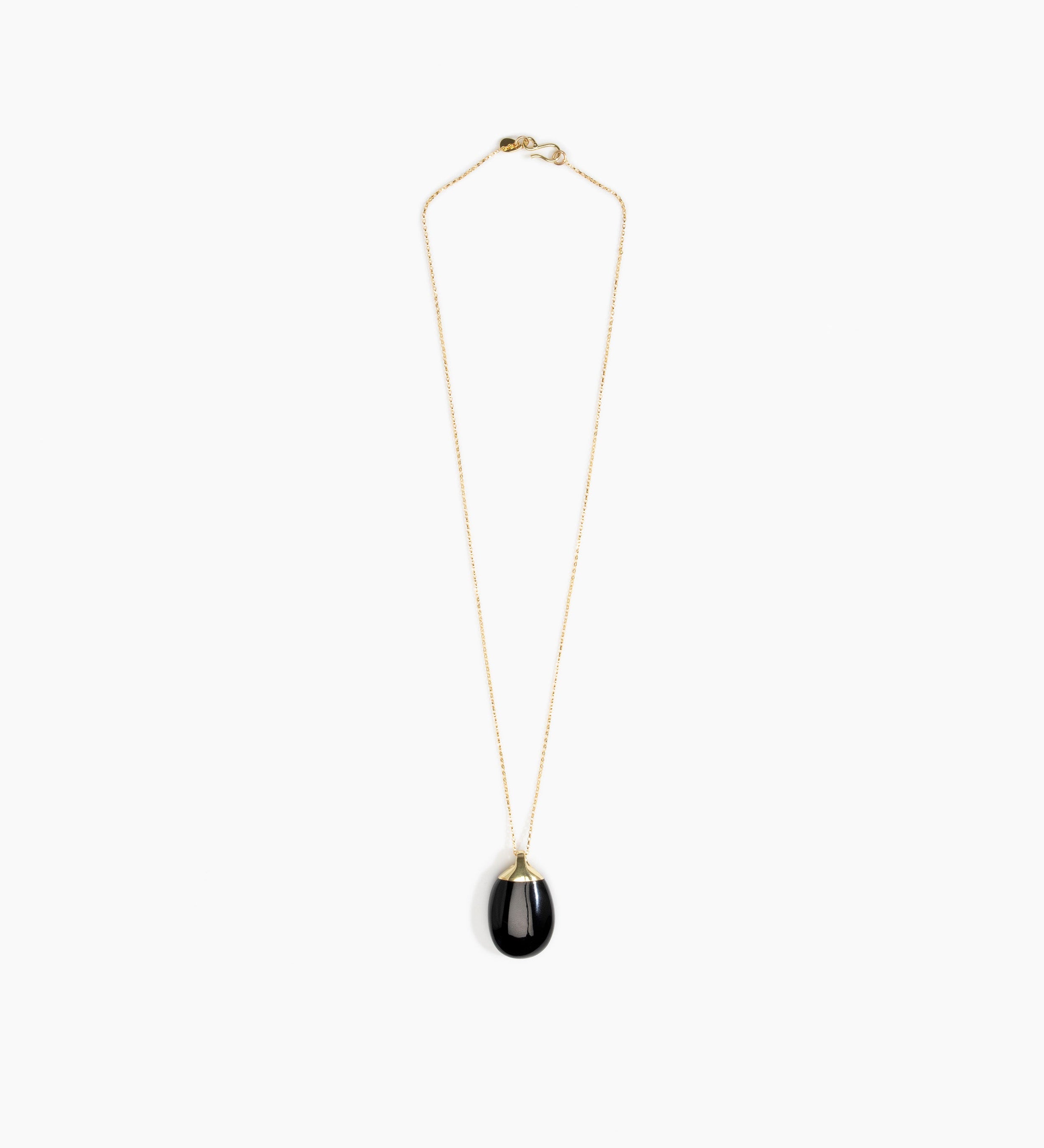 Dinosaur Designs Medium River Rock Pendant Necklaces in Black color resin with Gold-Filled Material