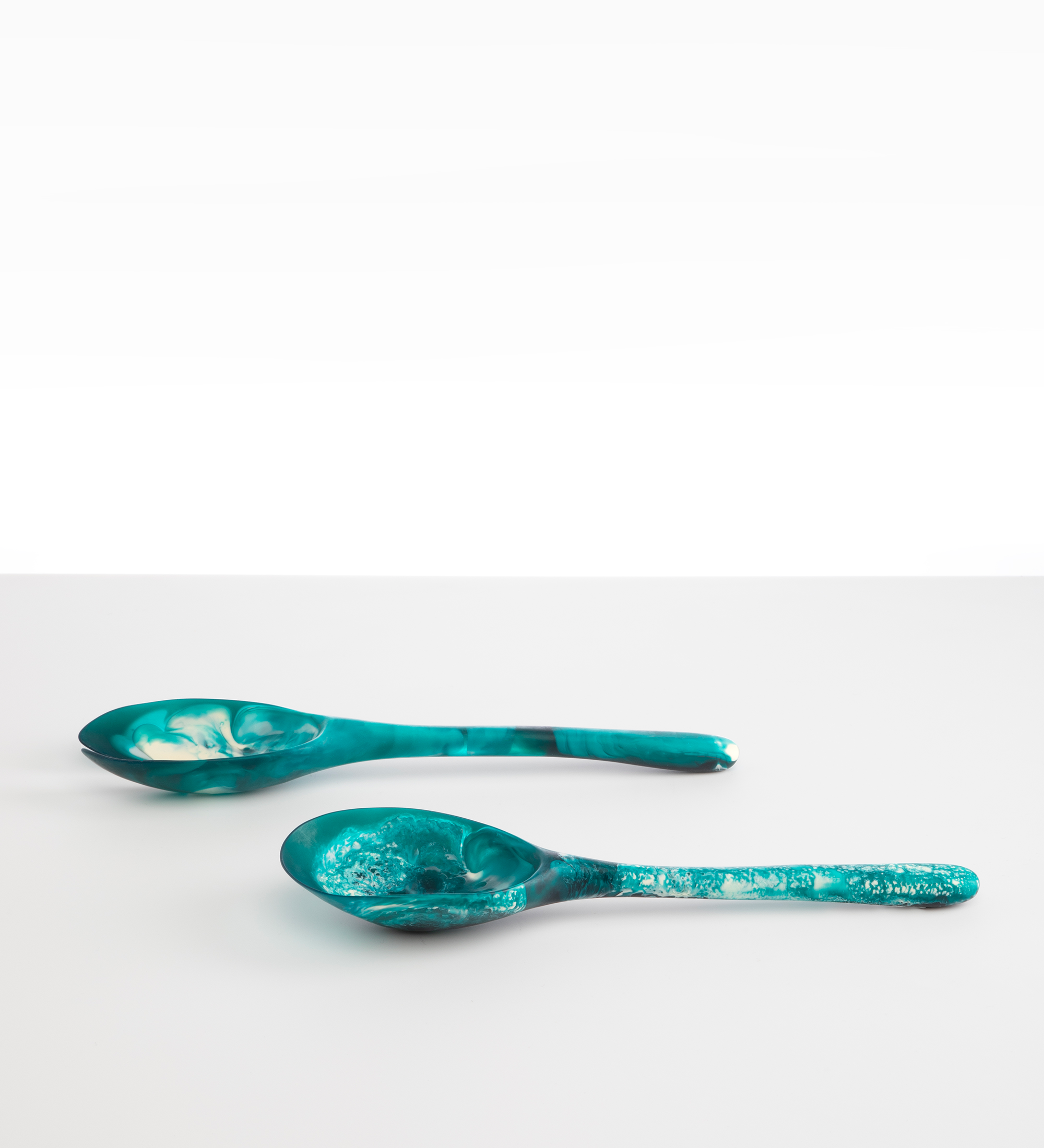 Dinosaur Designs Long Stone Servers Tableware in Lagoon color resin