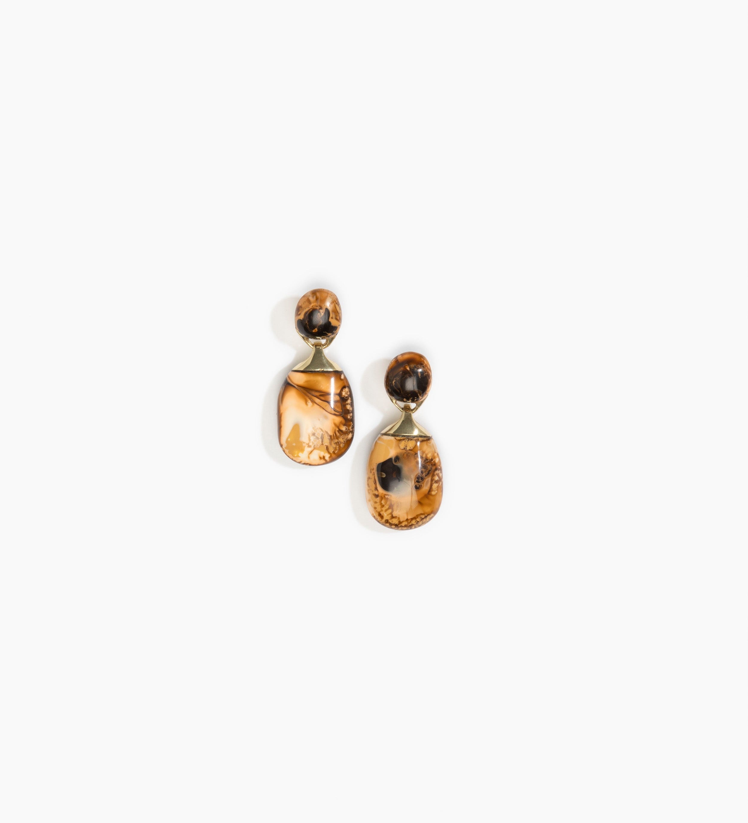 Dinosaur Designs Small River Rock Earrings Earrings in Dark Horn color resin with Studs Backing